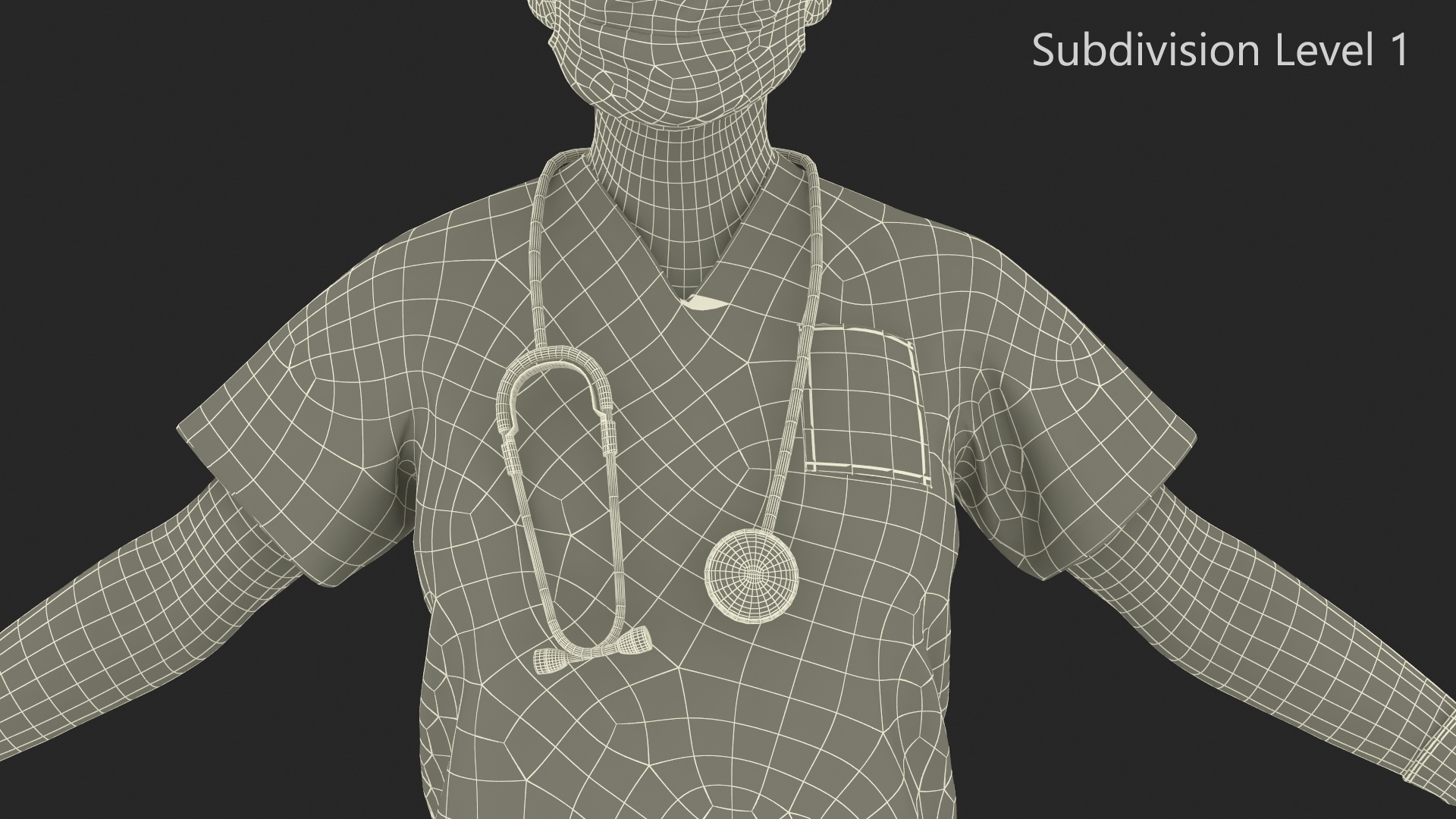 Female Surgeon Wearing Surgical Gown Fur Rigged 3D