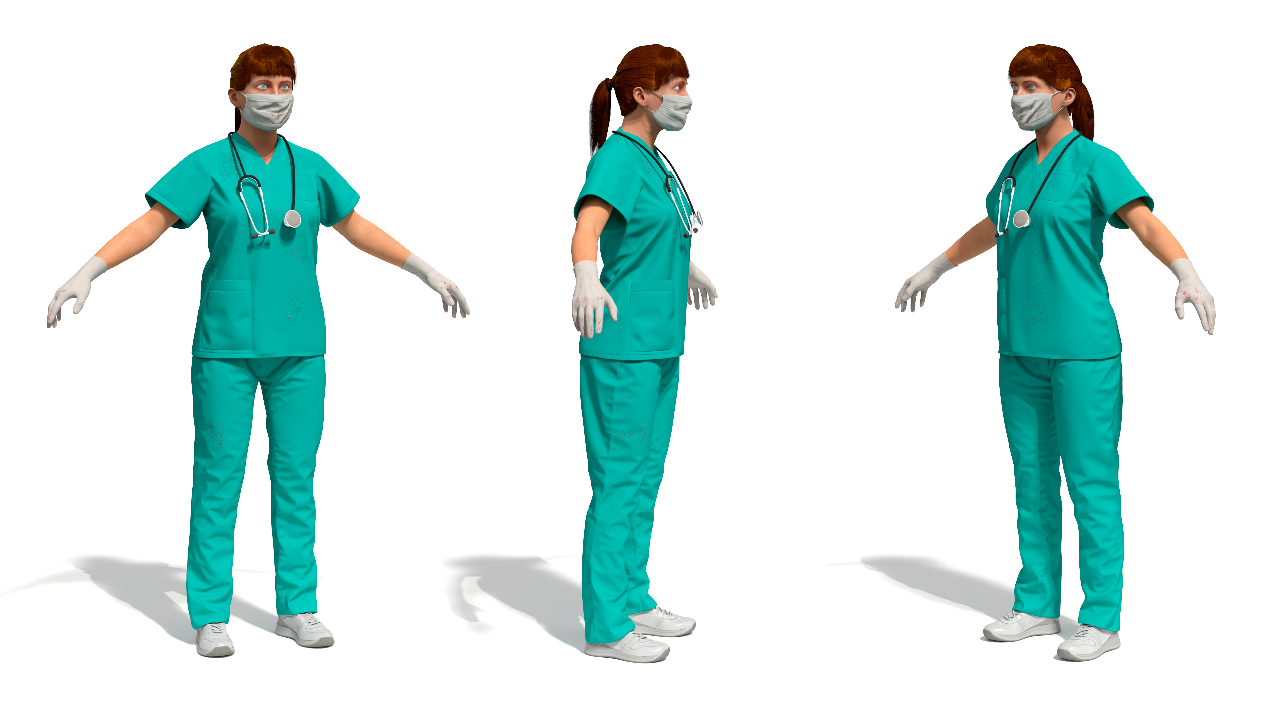 Female Surgeon Wearing Surgical Gown Fur Rigged 3D