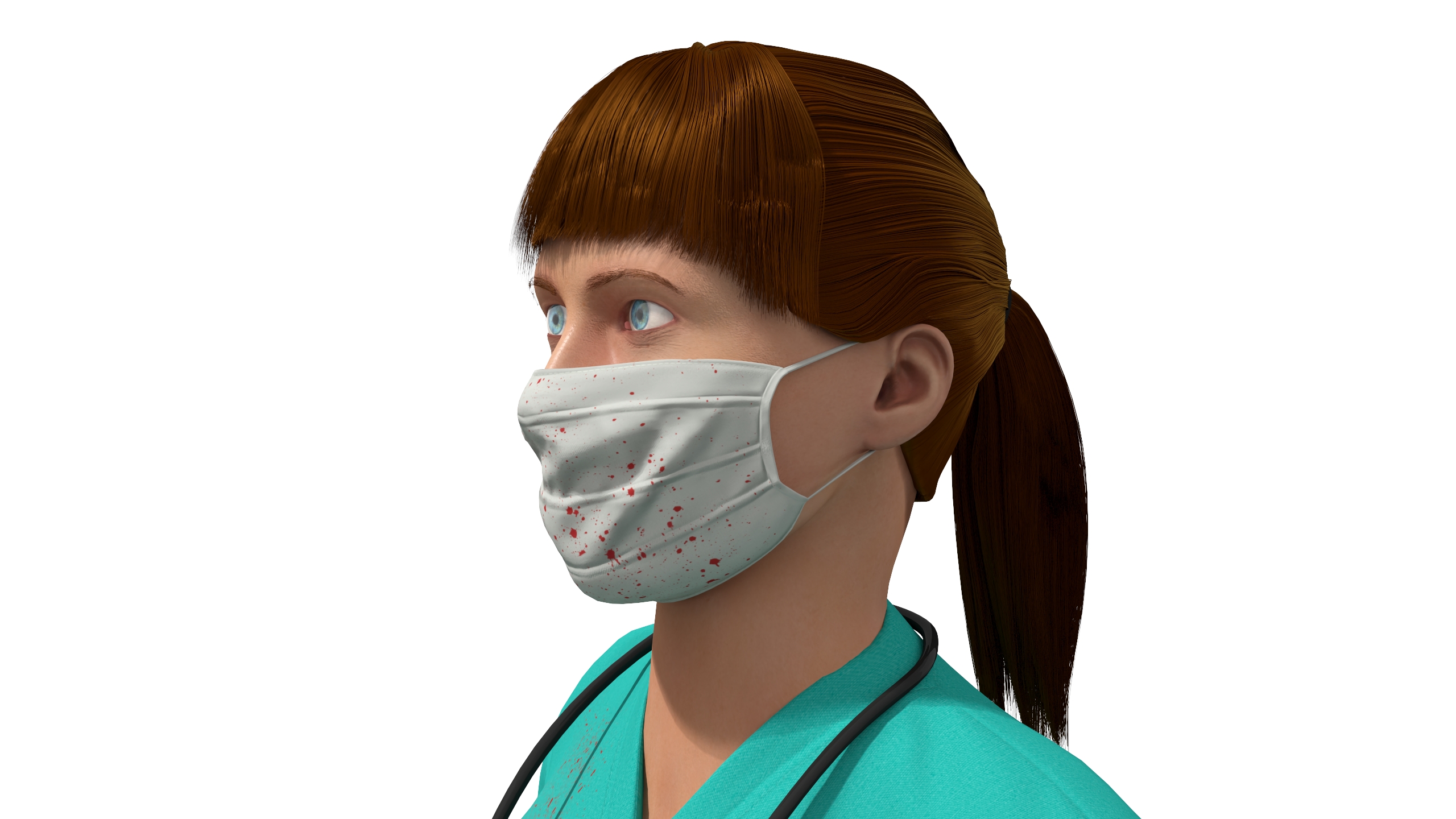 Female Surgeon Wearing Surgical Gown Fur Rigged 3D