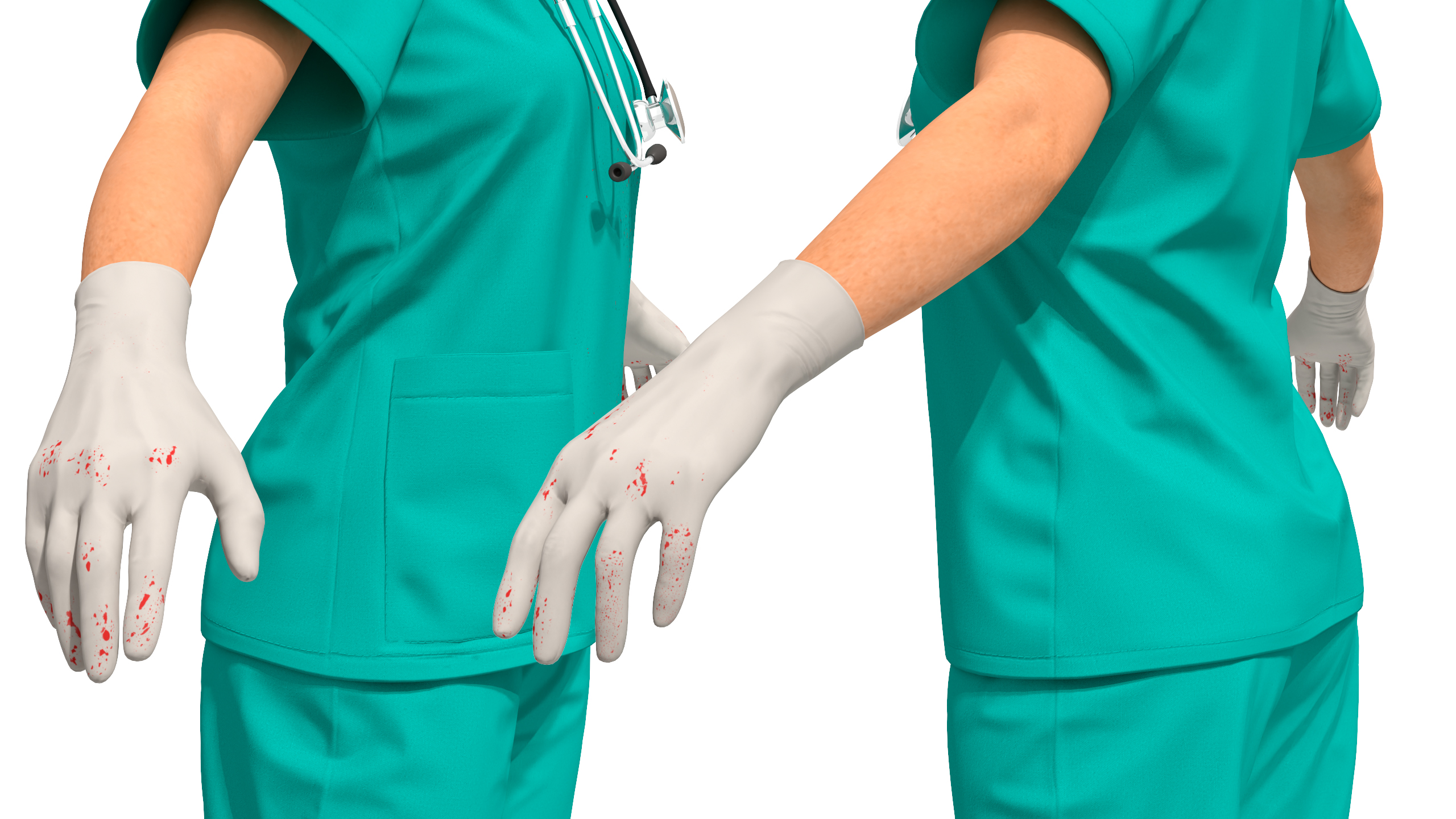 Female Surgeon Wearing Surgical Gown Fur Rigged 3D