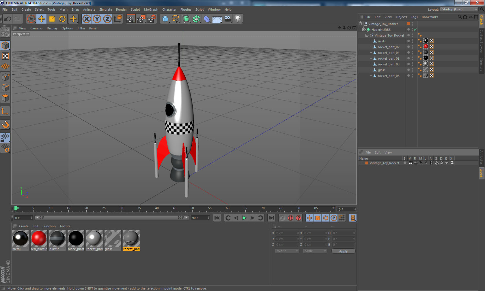3D Vintage Toy Rocket model