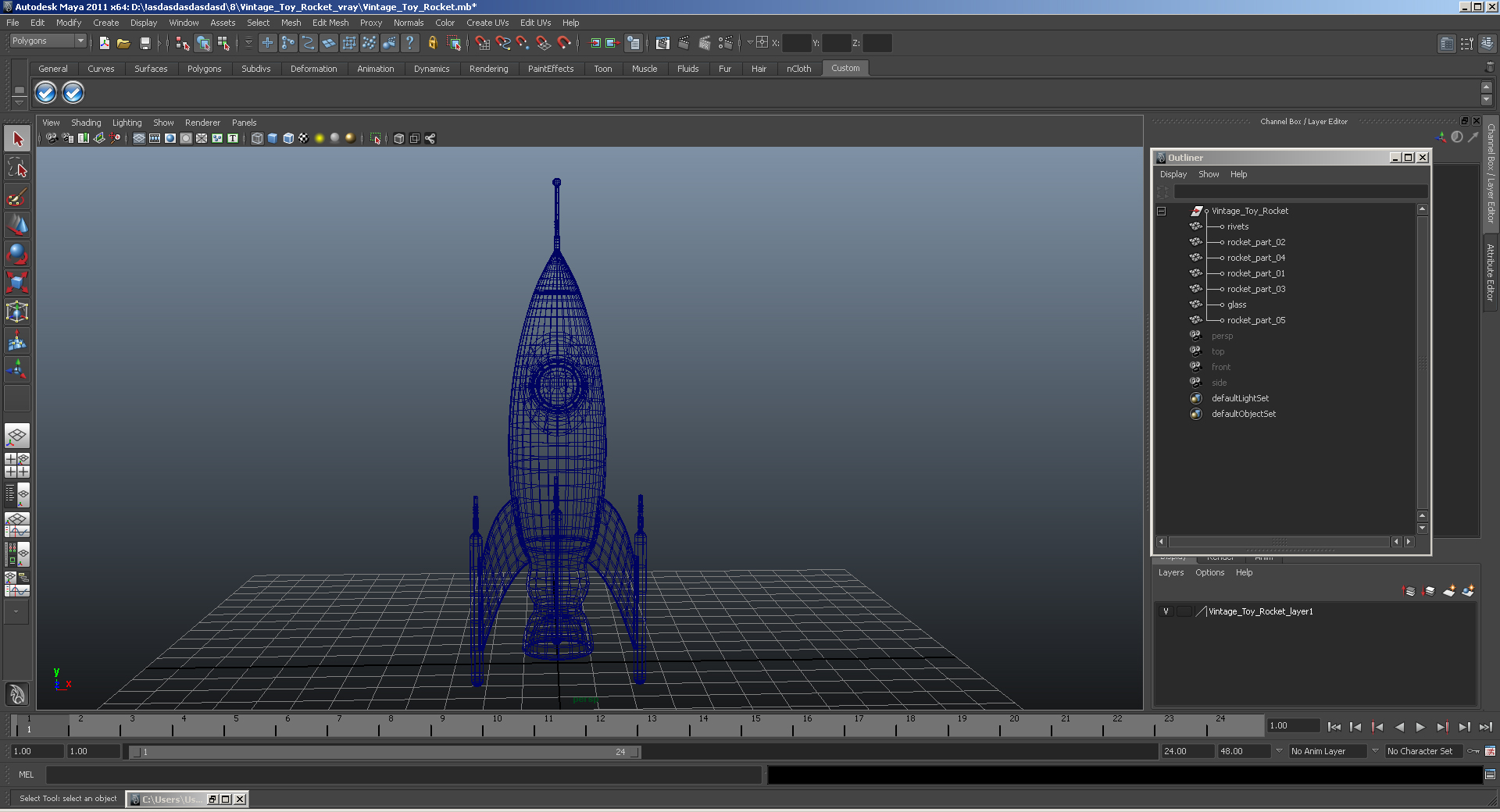 3D Vintage Toy Rocket model