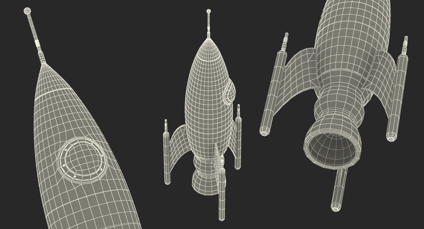 3D Vintage Toy Rocket model
