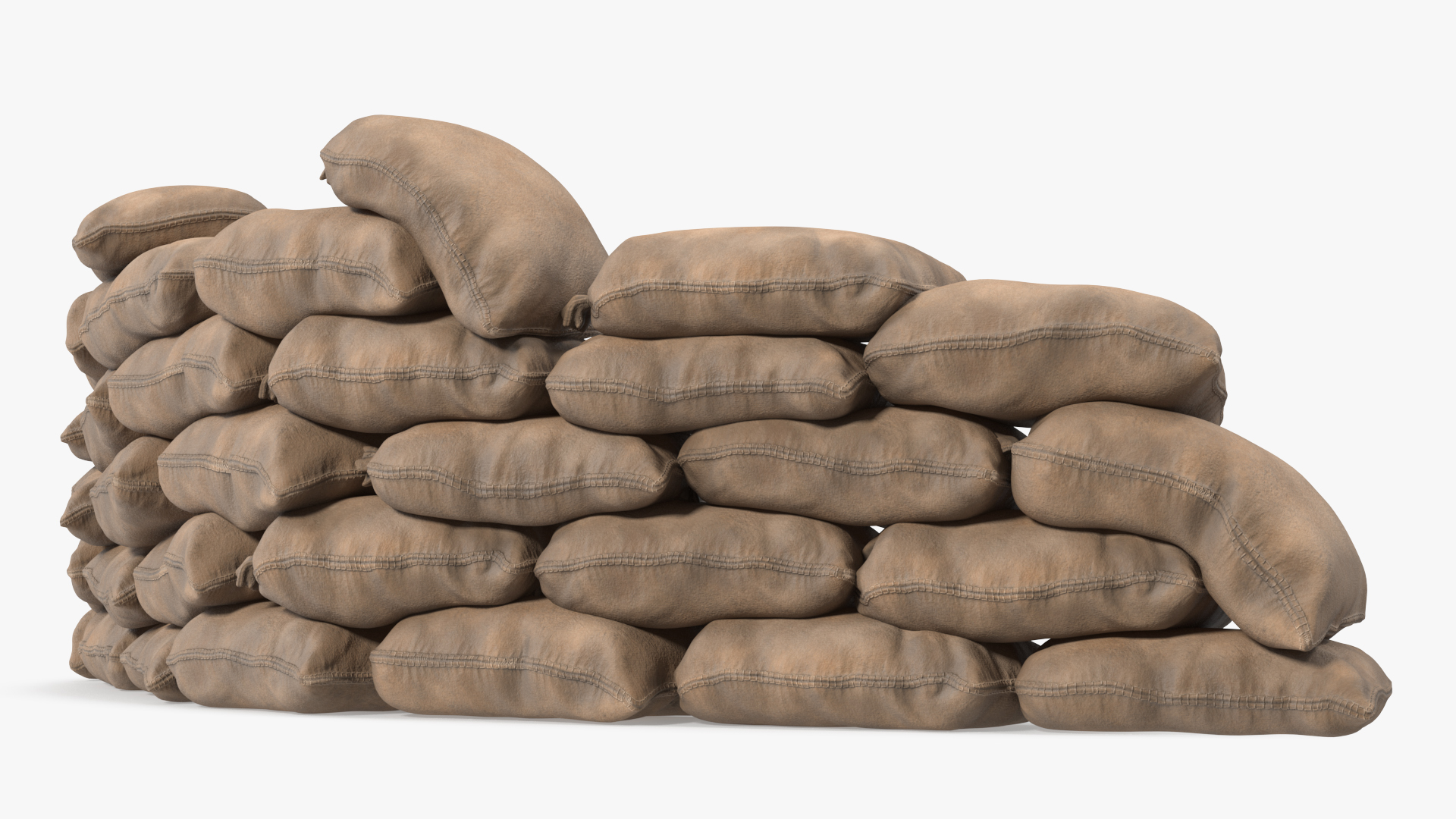 Semicircle Sandbag Wall Dusty 3D model