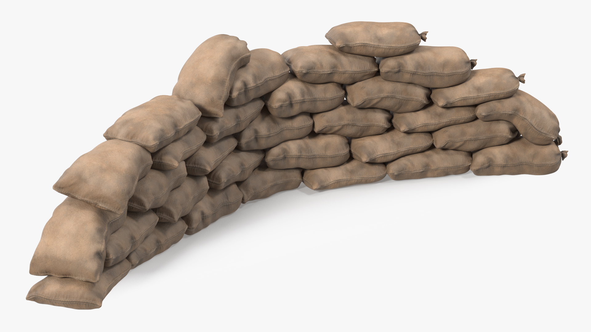 Semicircle Sandbag Wall Dusty 3D model