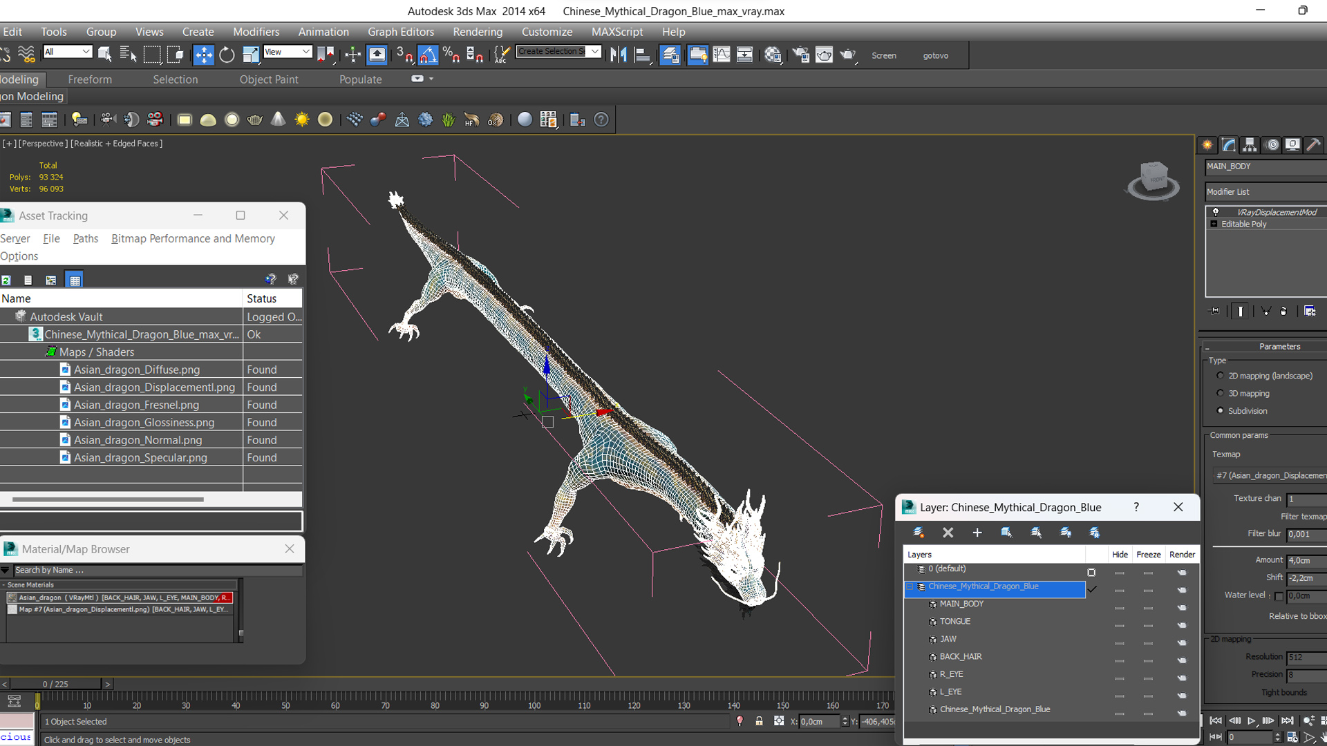 3D Chinese Mythical Dragon Blue model