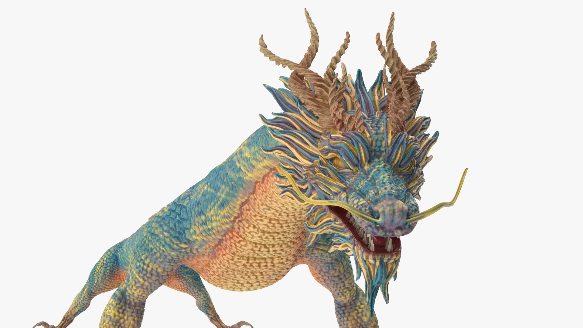 3D Chinese Mythical Dragon Blue model