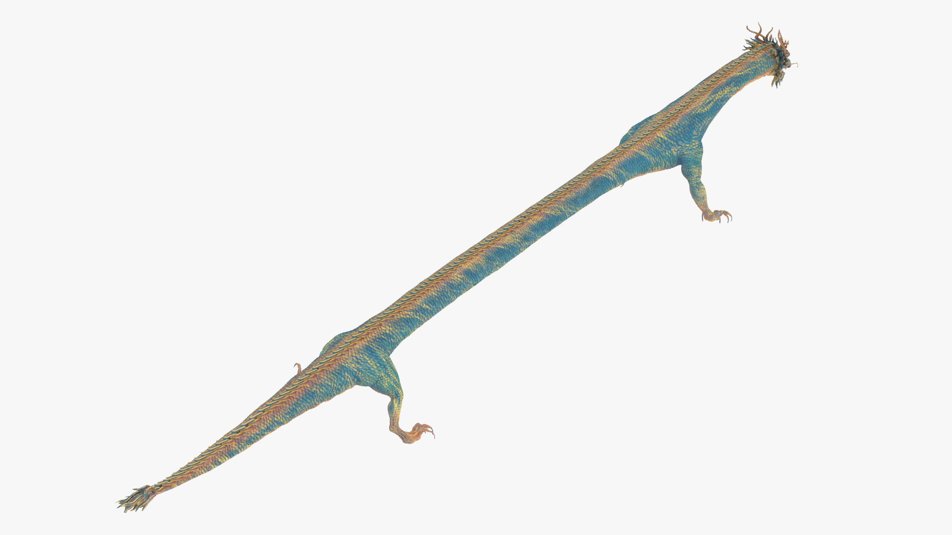 3D Chinese Mythical Dragon Blue model