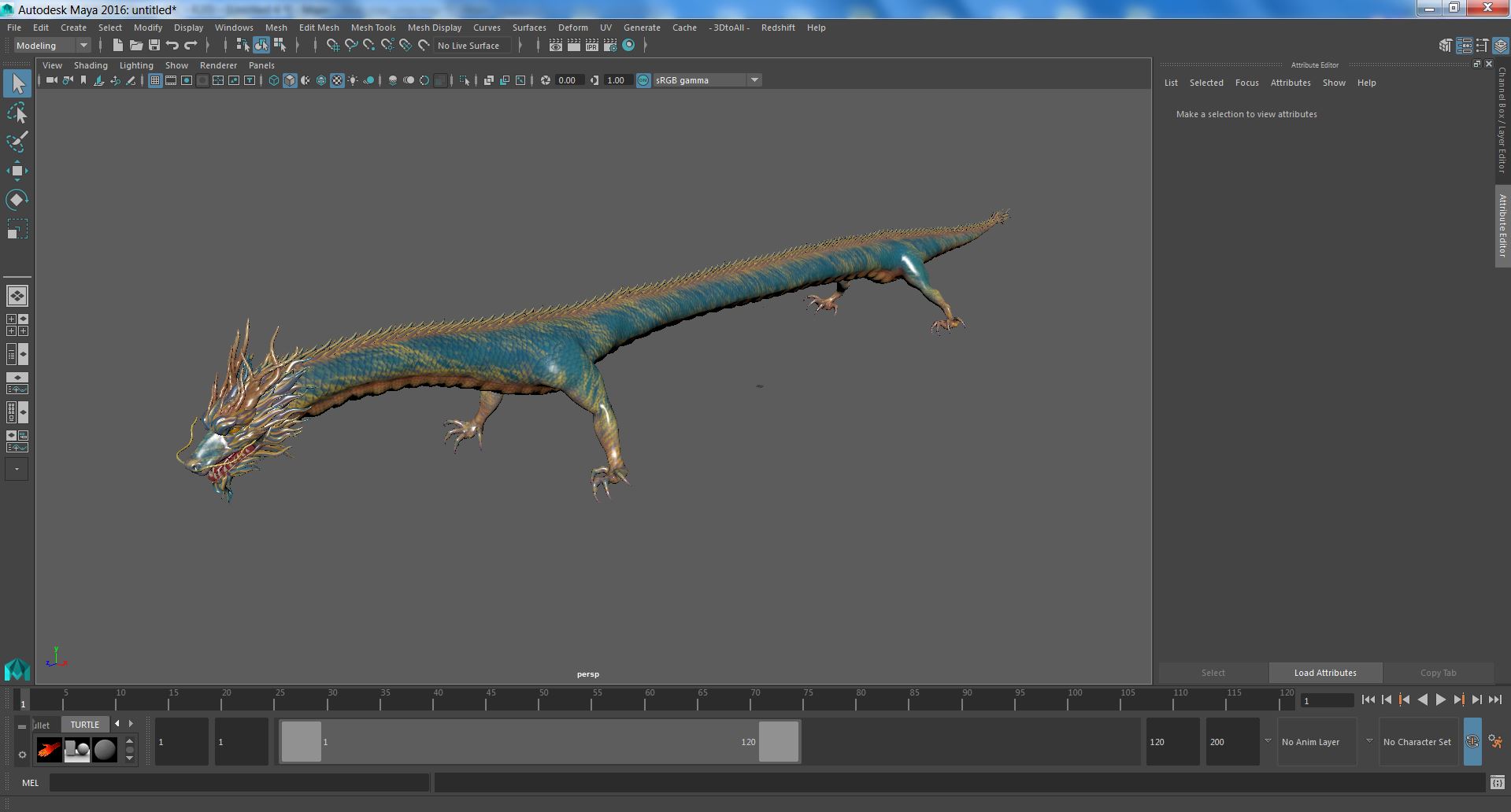3D Chinese Mythical Dragon Blue model