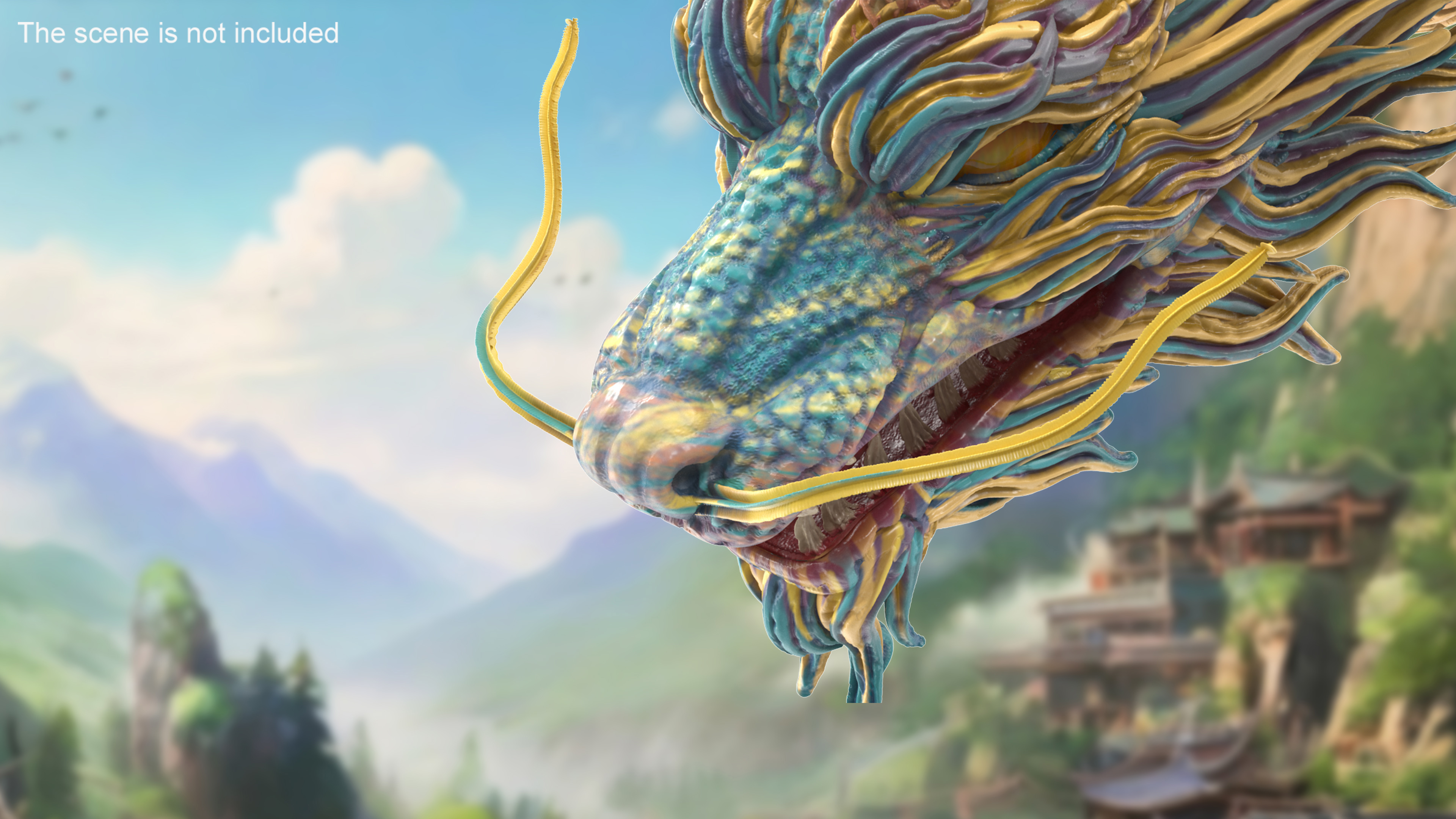 3D Chinese Mythical Dragon Blue model
