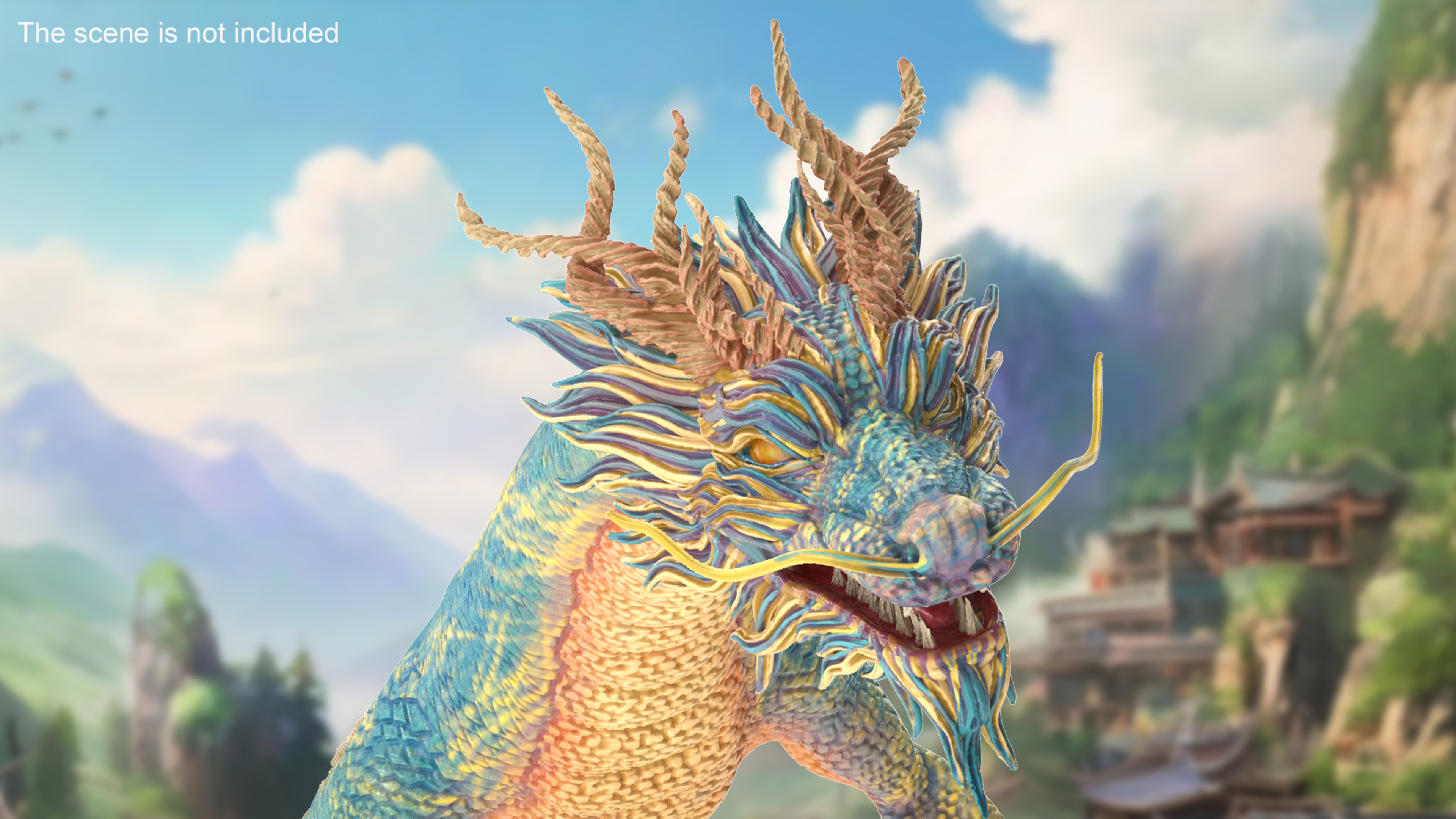 3D Chinese Mythical Dragon Blue model