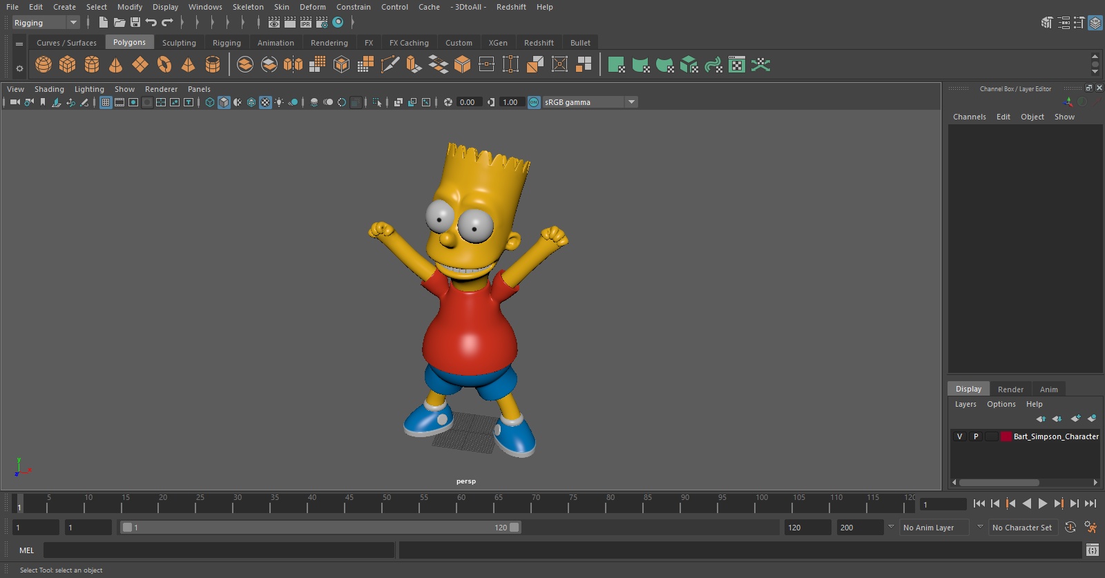 3D Bart Simpson Happy Pose model