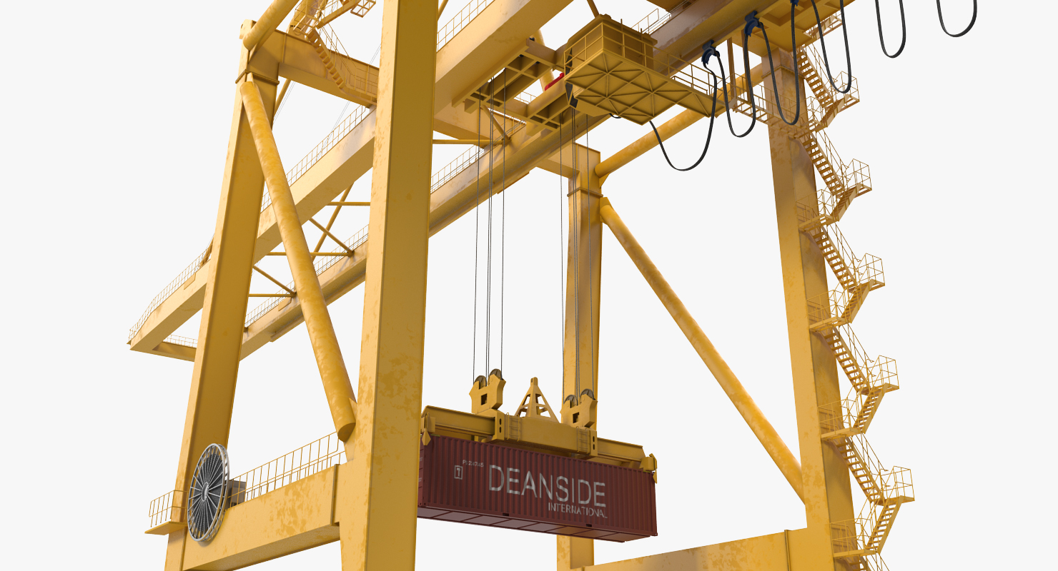 Quayside Container Crane with Container 3D model
