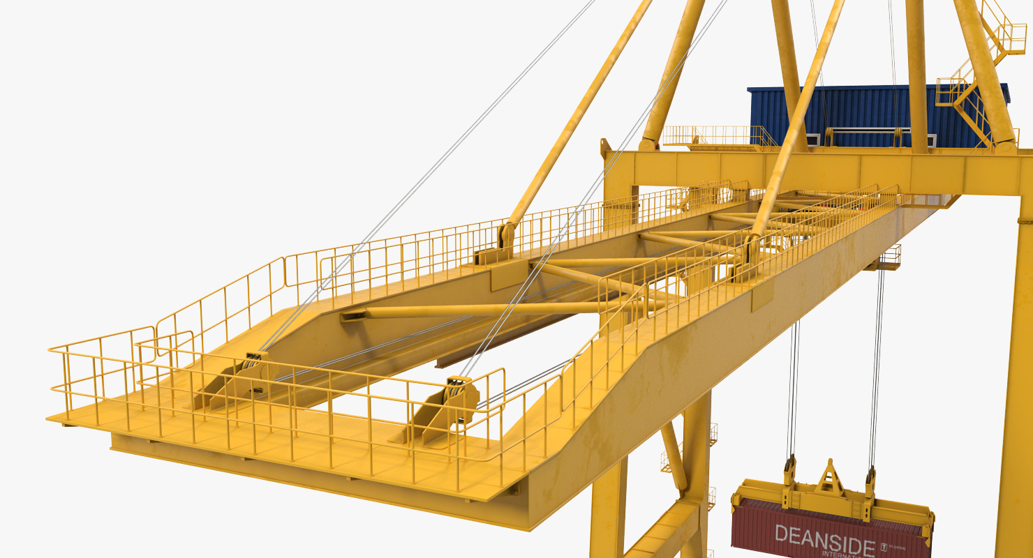 Quayside Container Crane with Container 3D model