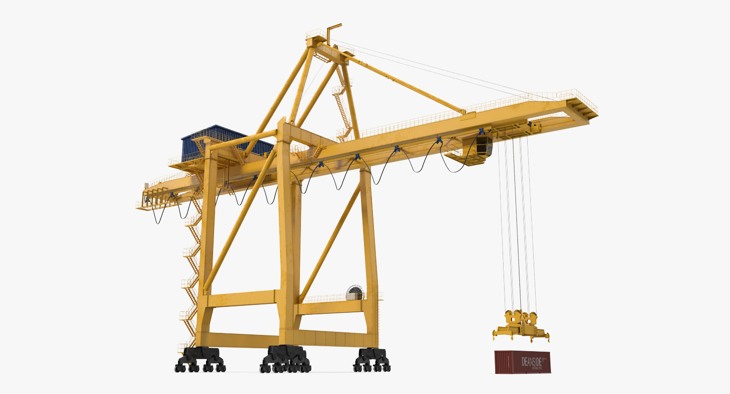 Quayside Container Crane with Container 3D model