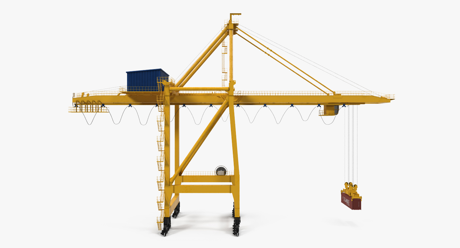 Quayside Container Crane with Container 3D model