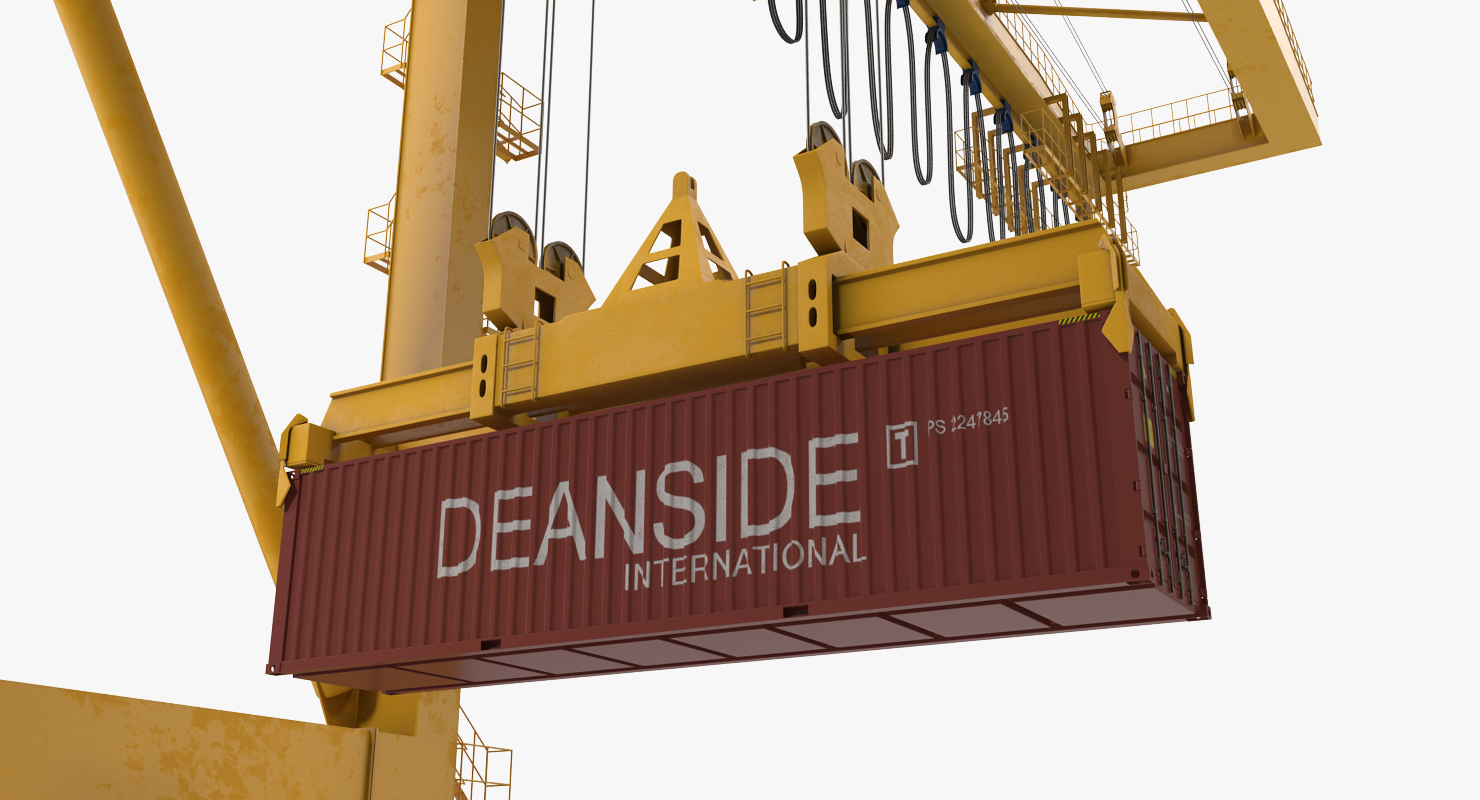 Quayside Container Crane with Container 3D model