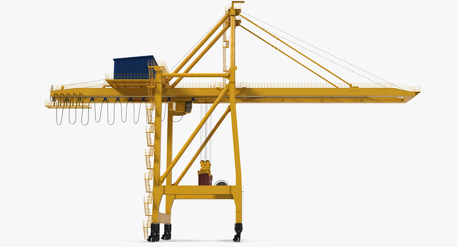 Quayside Container Crane with Container 3D model