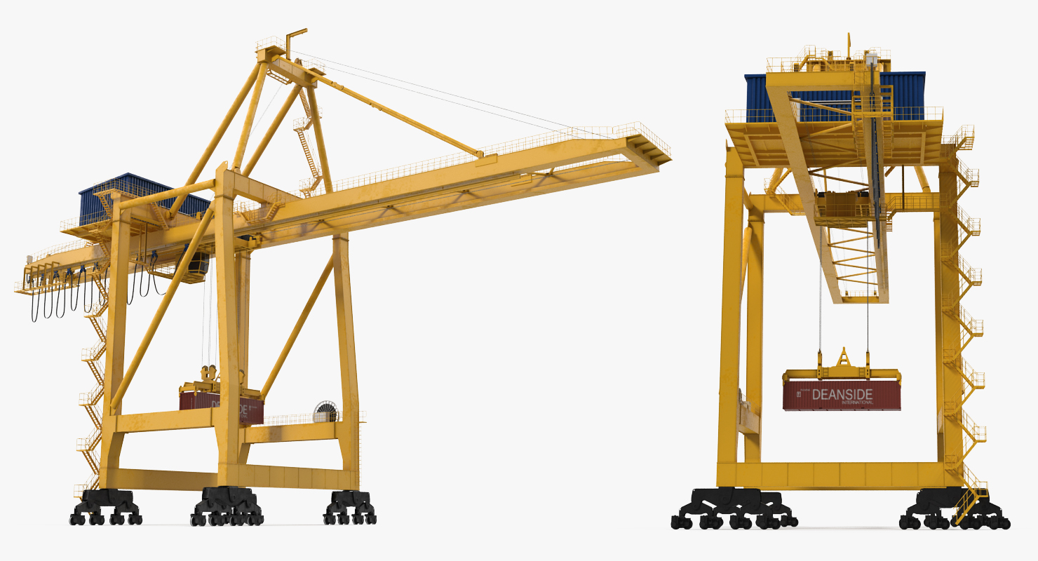 Quayside Container Crane with Container 3D model