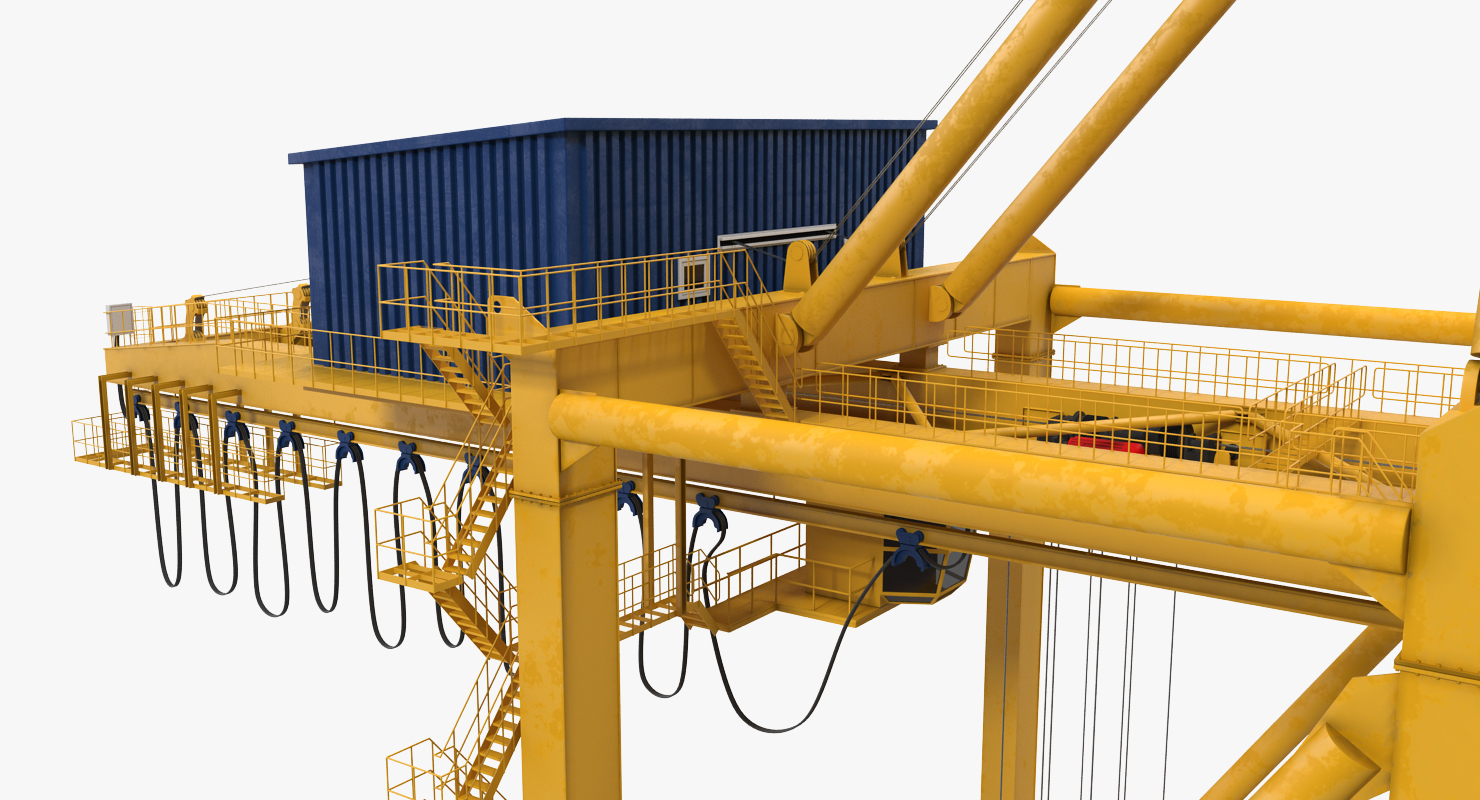 Quayside Container Crane with Container 3D model