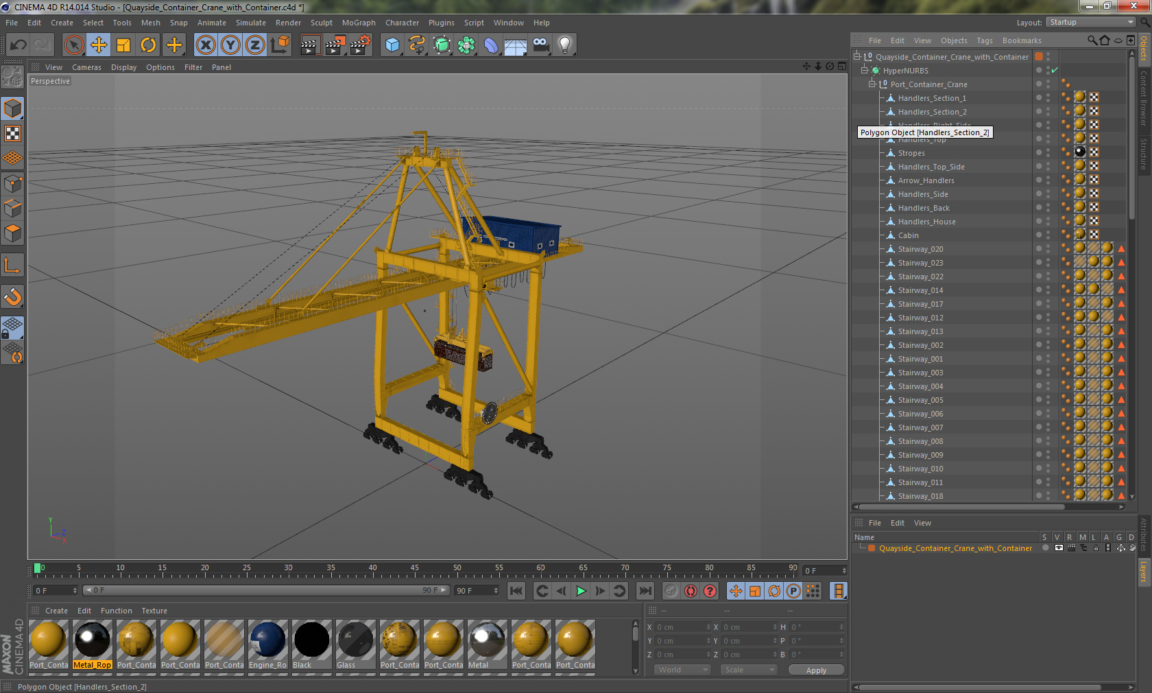 Quayside Container Crane with Container 3D model