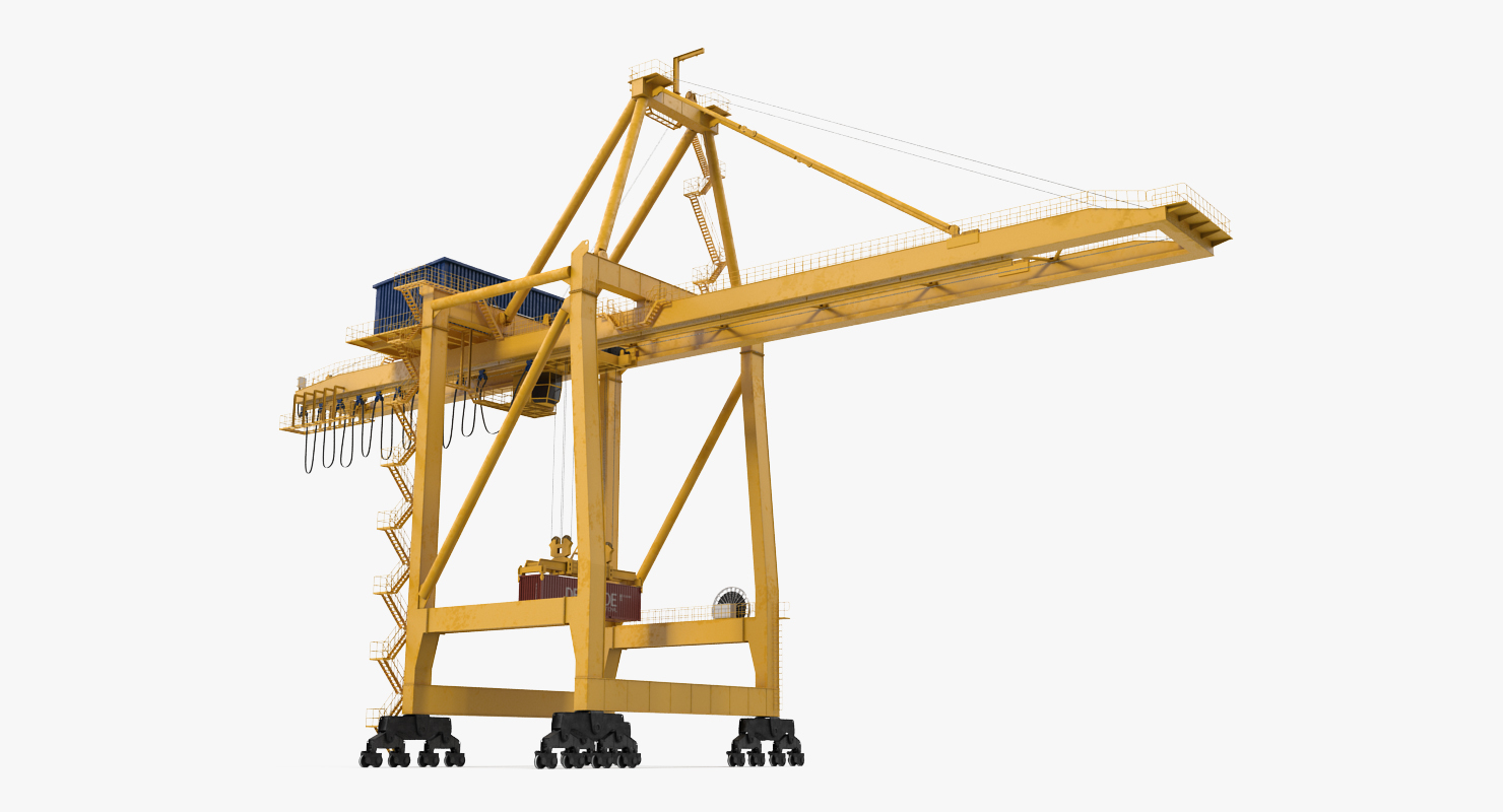 Quayside Container Crane with Container 3D model