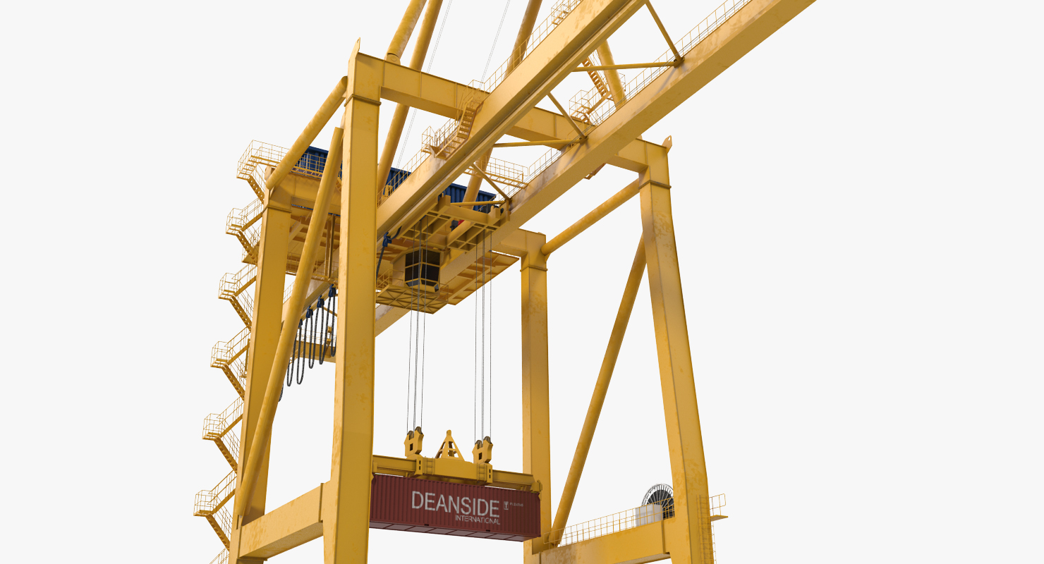 Quayside Container Crane with Container 3D model