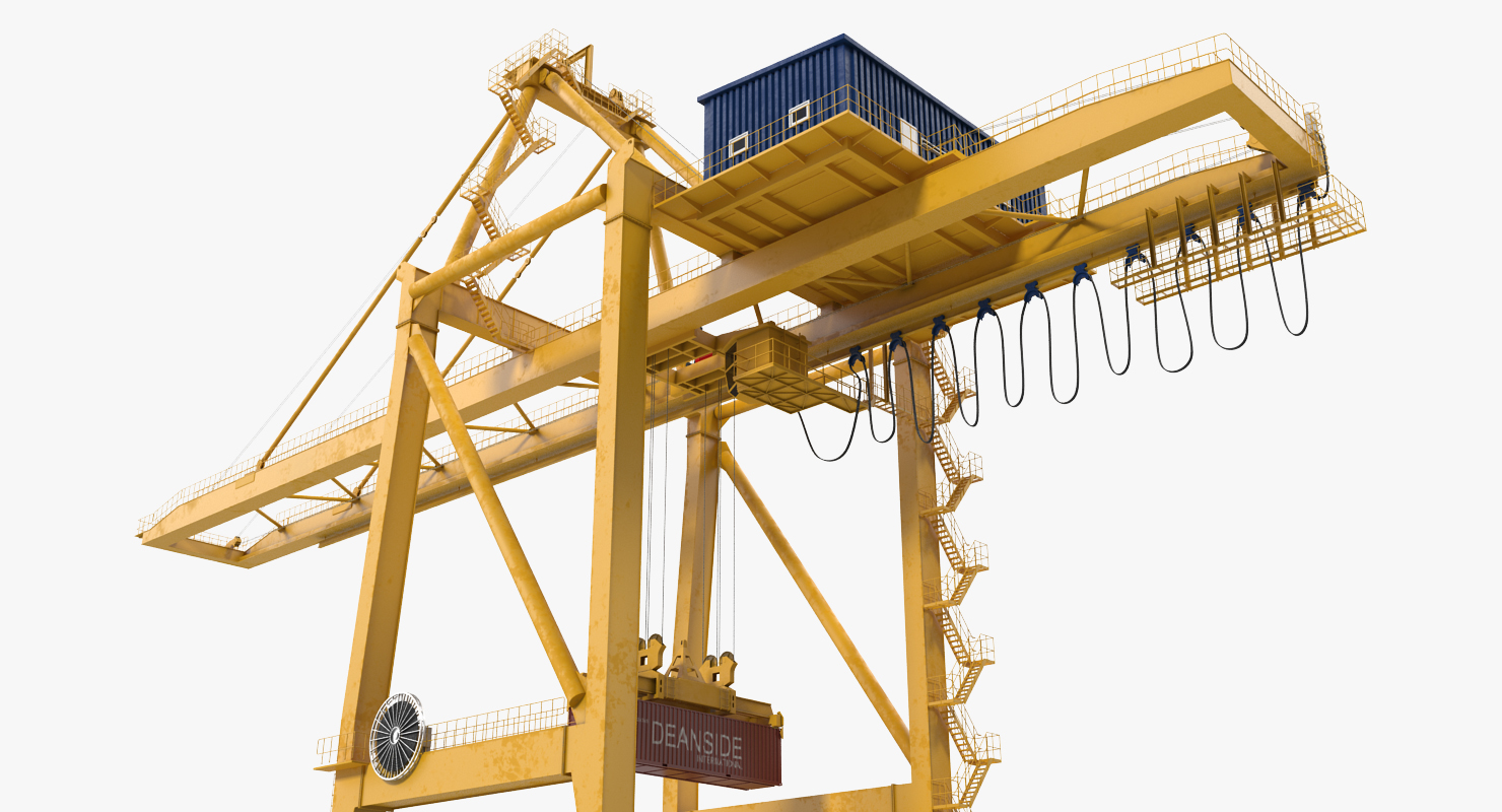 Quayside Container Crane with Container 3D model