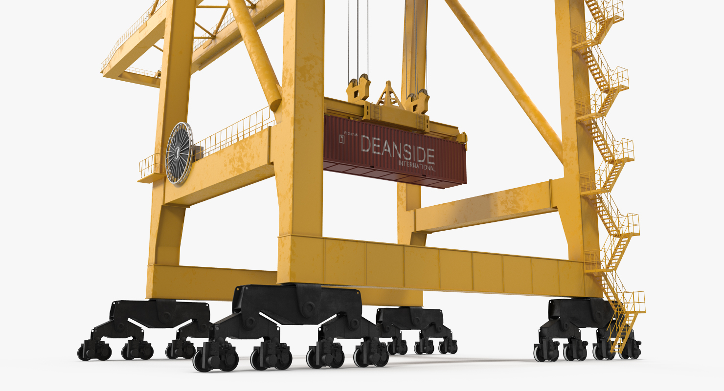 Quayside Container Crane with Container 3D model