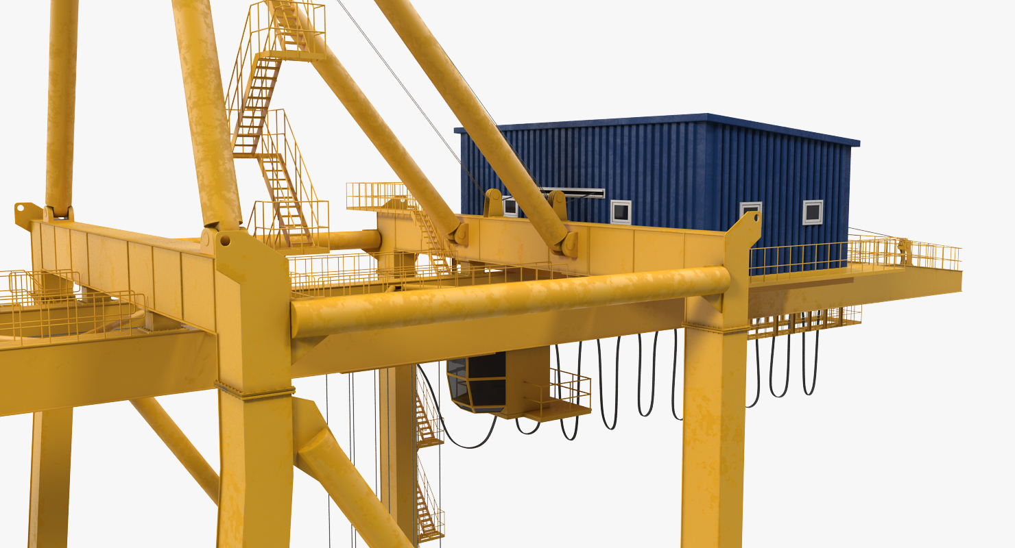 Quayside Container Crane with Container 3D model