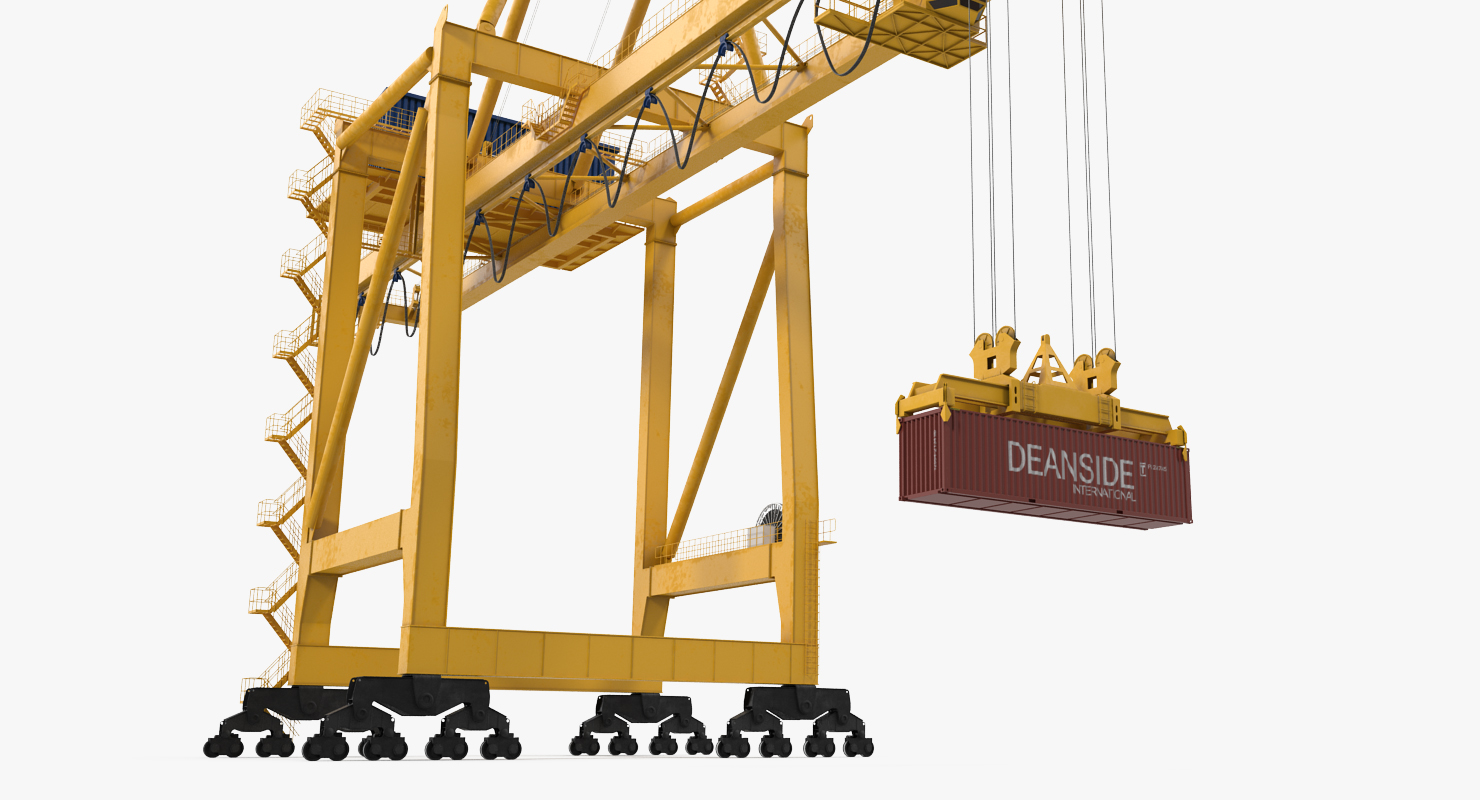 Quayside Container Crane with Container 3D model