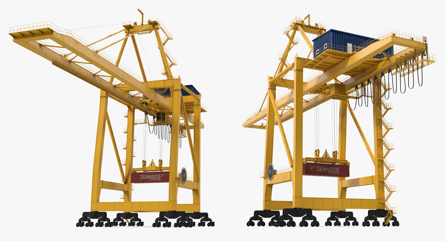 Quayside Container Crane with Container 3D model