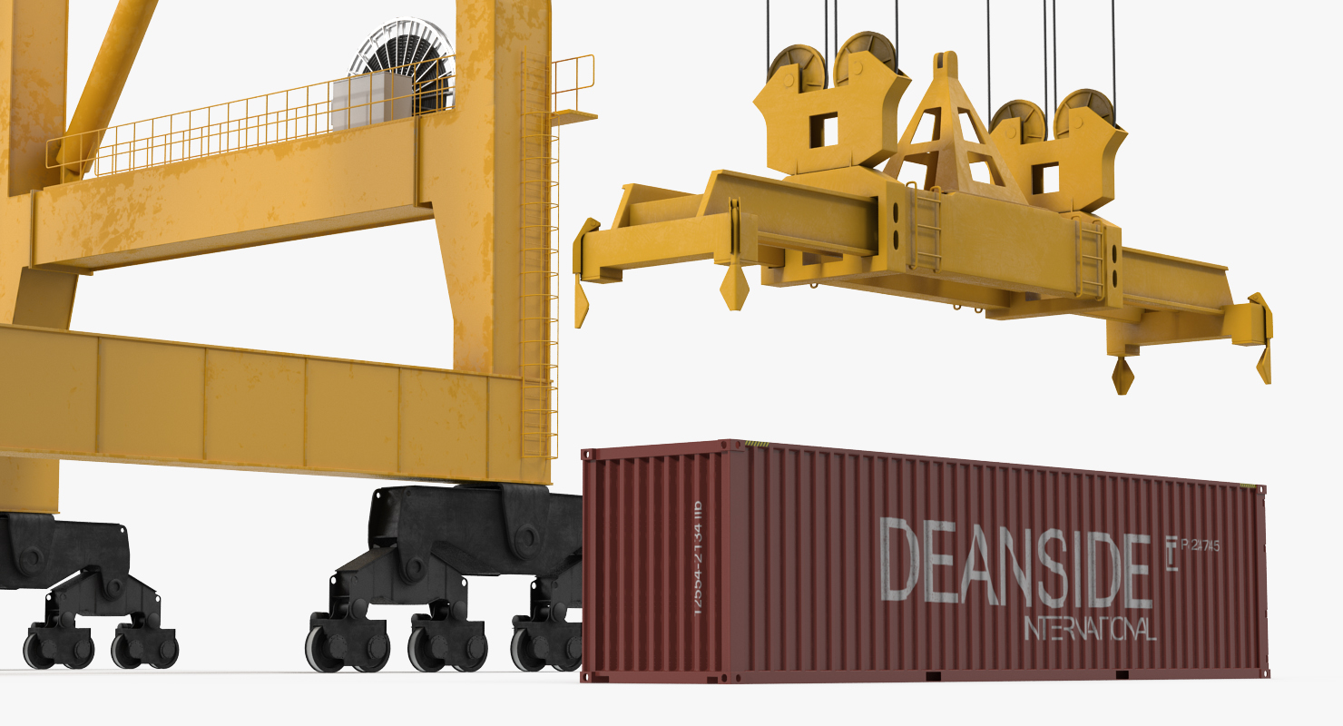 Quayside Container Crane with Container 3D model