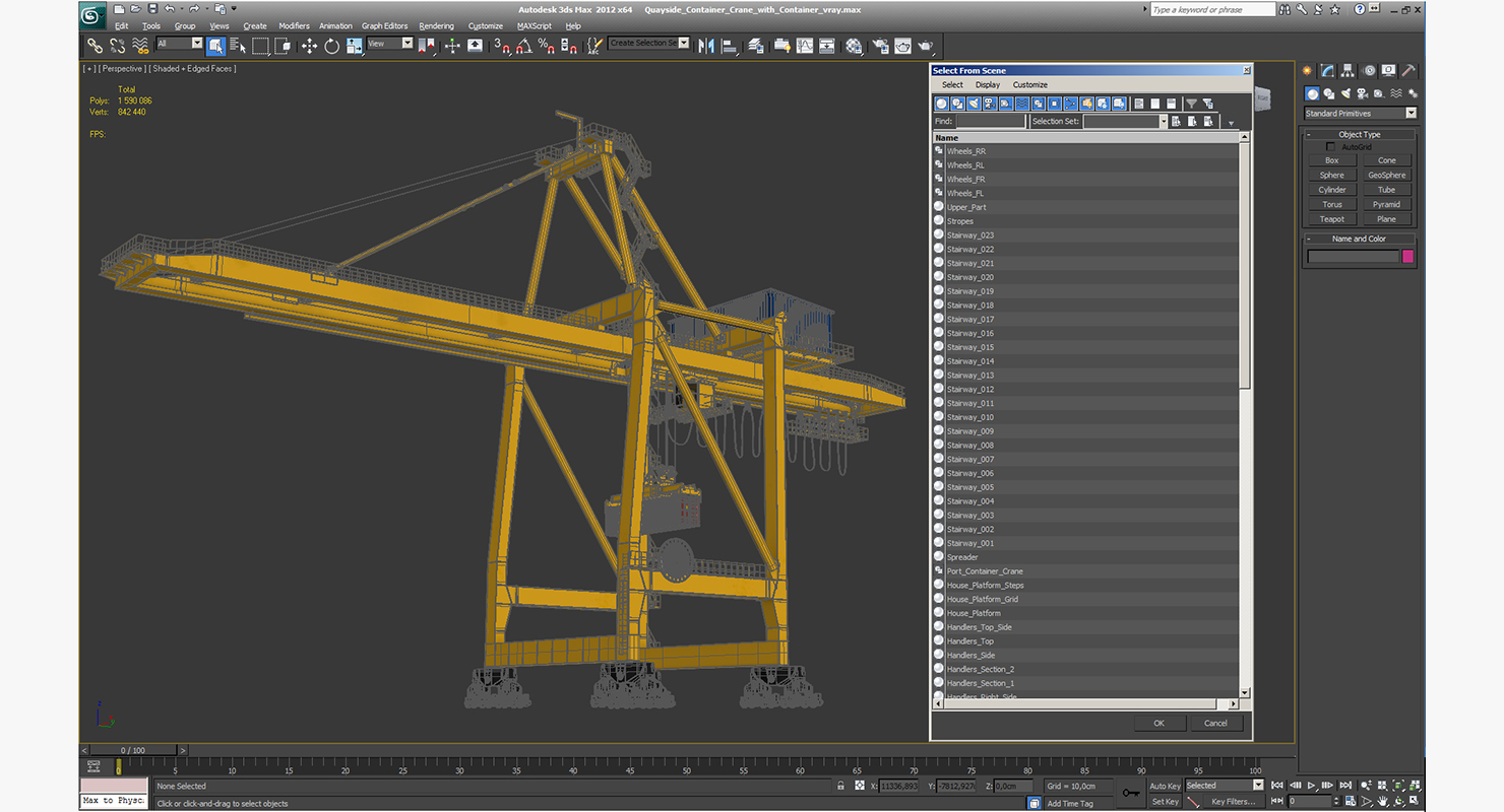 Quayside Container Crane with Container 3D model