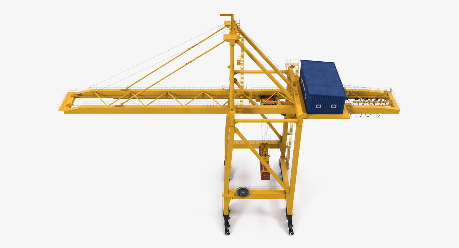Quayside Container Crane with Container 3D model