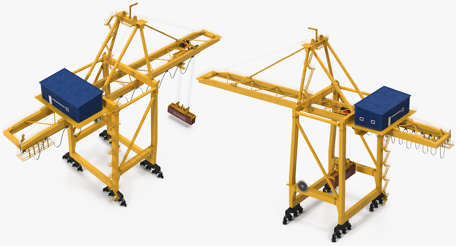 Quayside Container Crane with Container 3D model