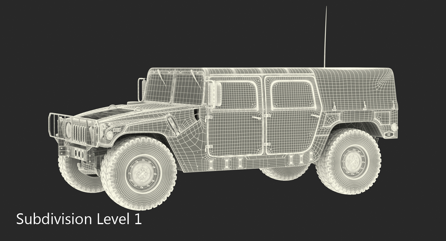 3D Soft Top Troop Carrier HMMWV m1035 Desert