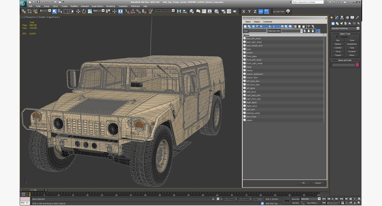 3D Soft Top Troop Carrier HMMWV m1035 Desert