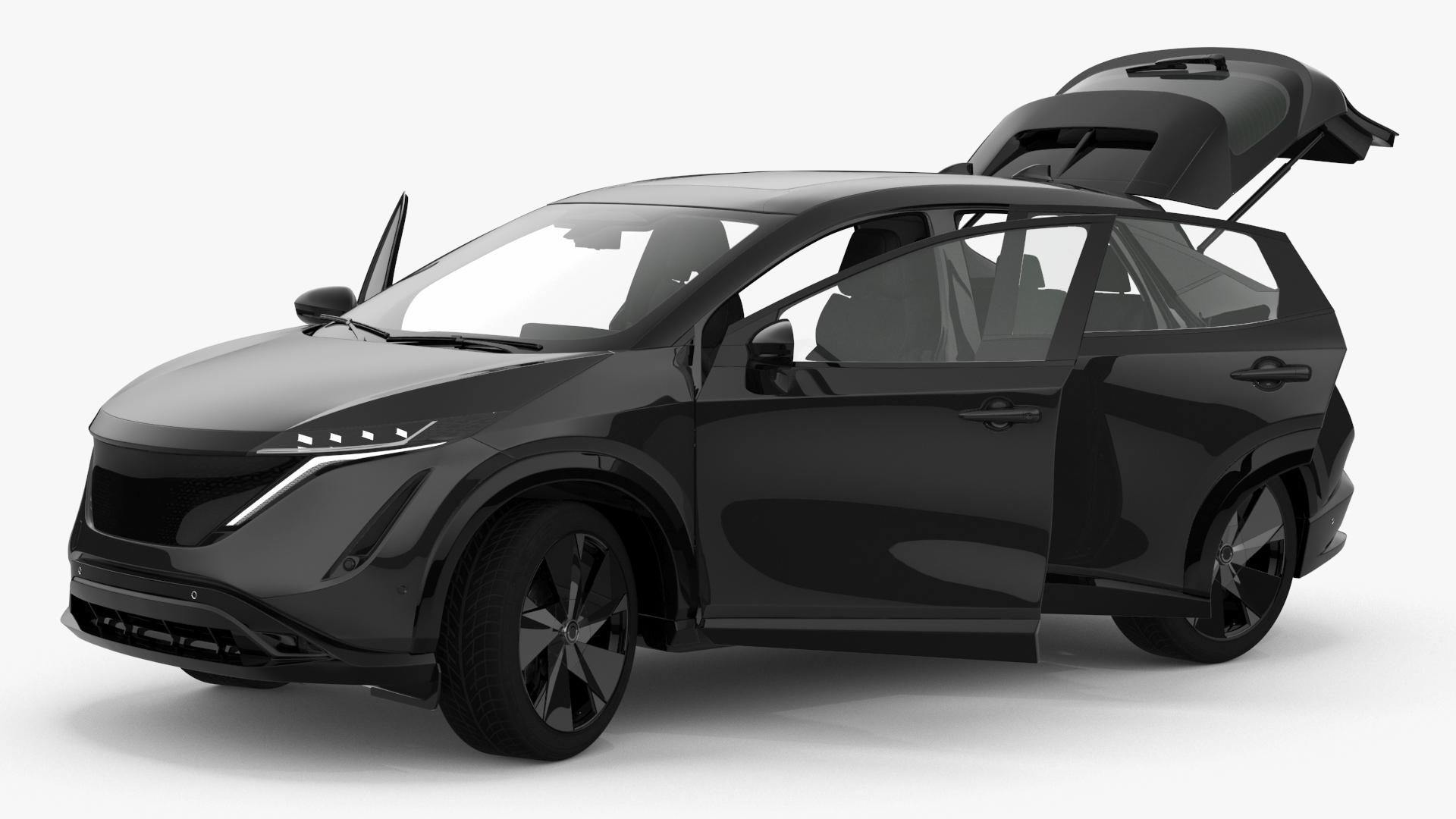 Concept Black Electric SUV Lights On Rigged for Cinema 4D 3D