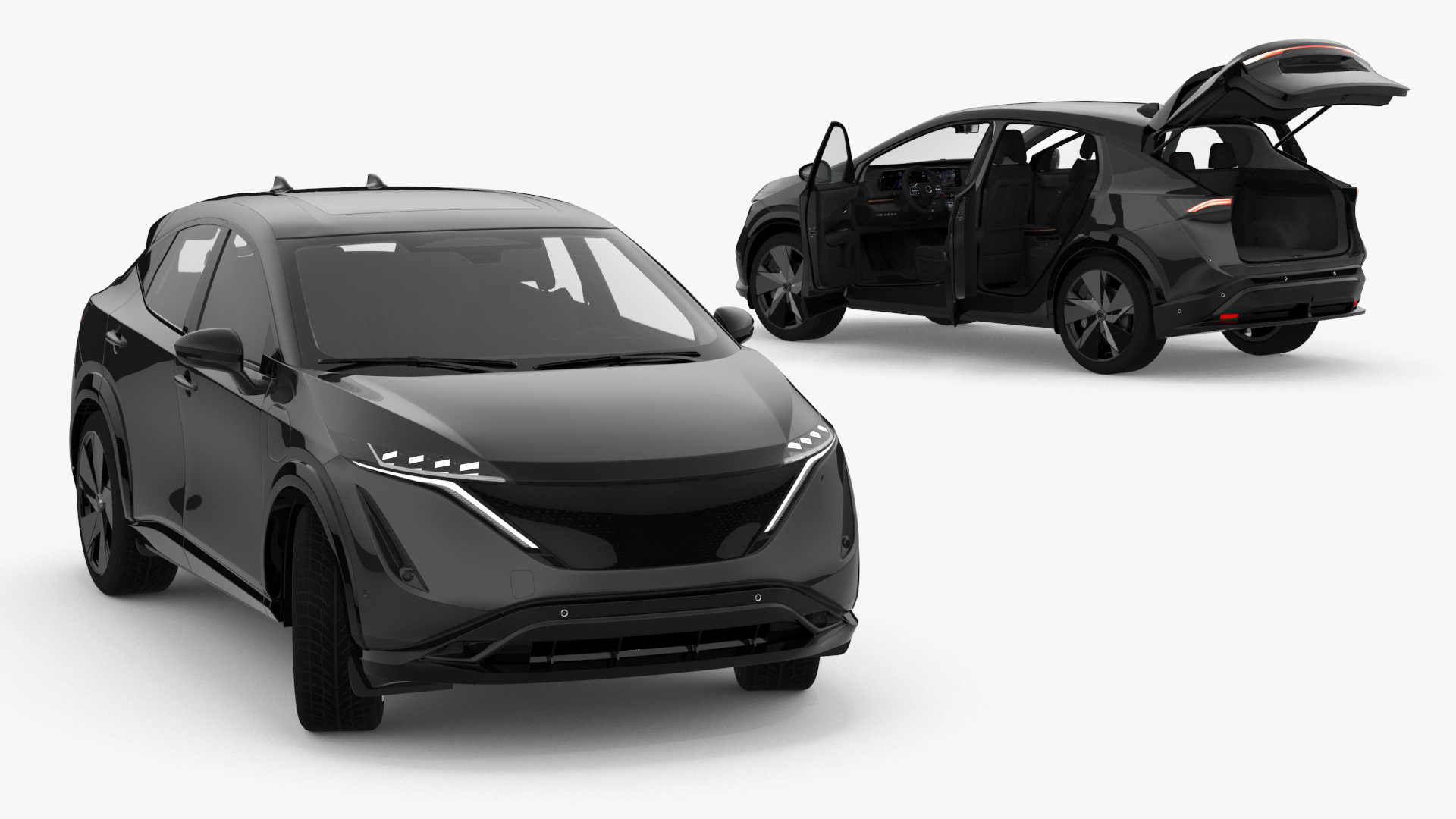 Concept Black Electric SUV Lights On Rigged for Cinema 4D 3D