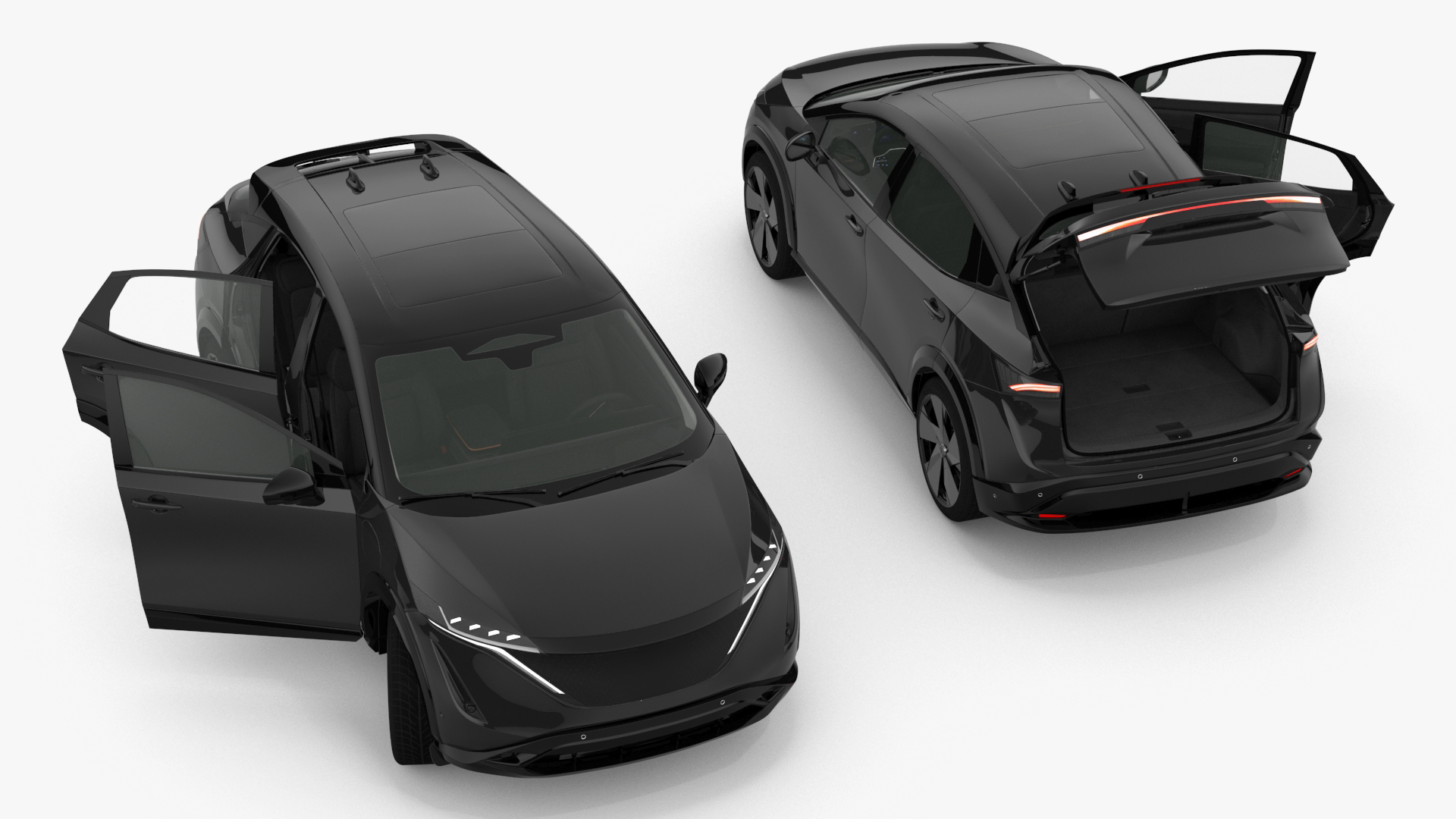 Concept Black Electric SUV Lights On Rigged for Cinema 4D 3D