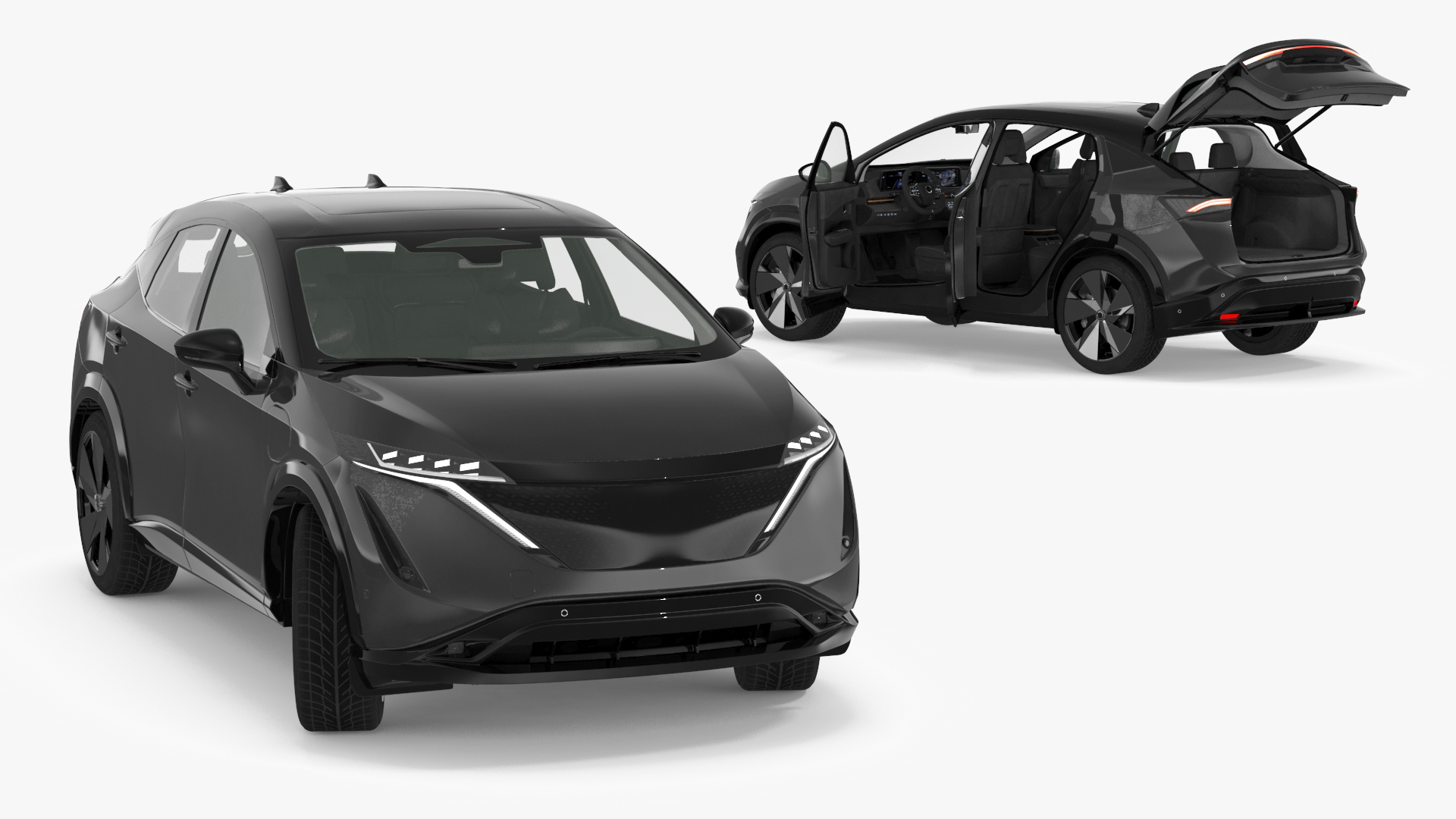 Concept Black Electric SUV Lights On Rigged for Cinema 4D 3D