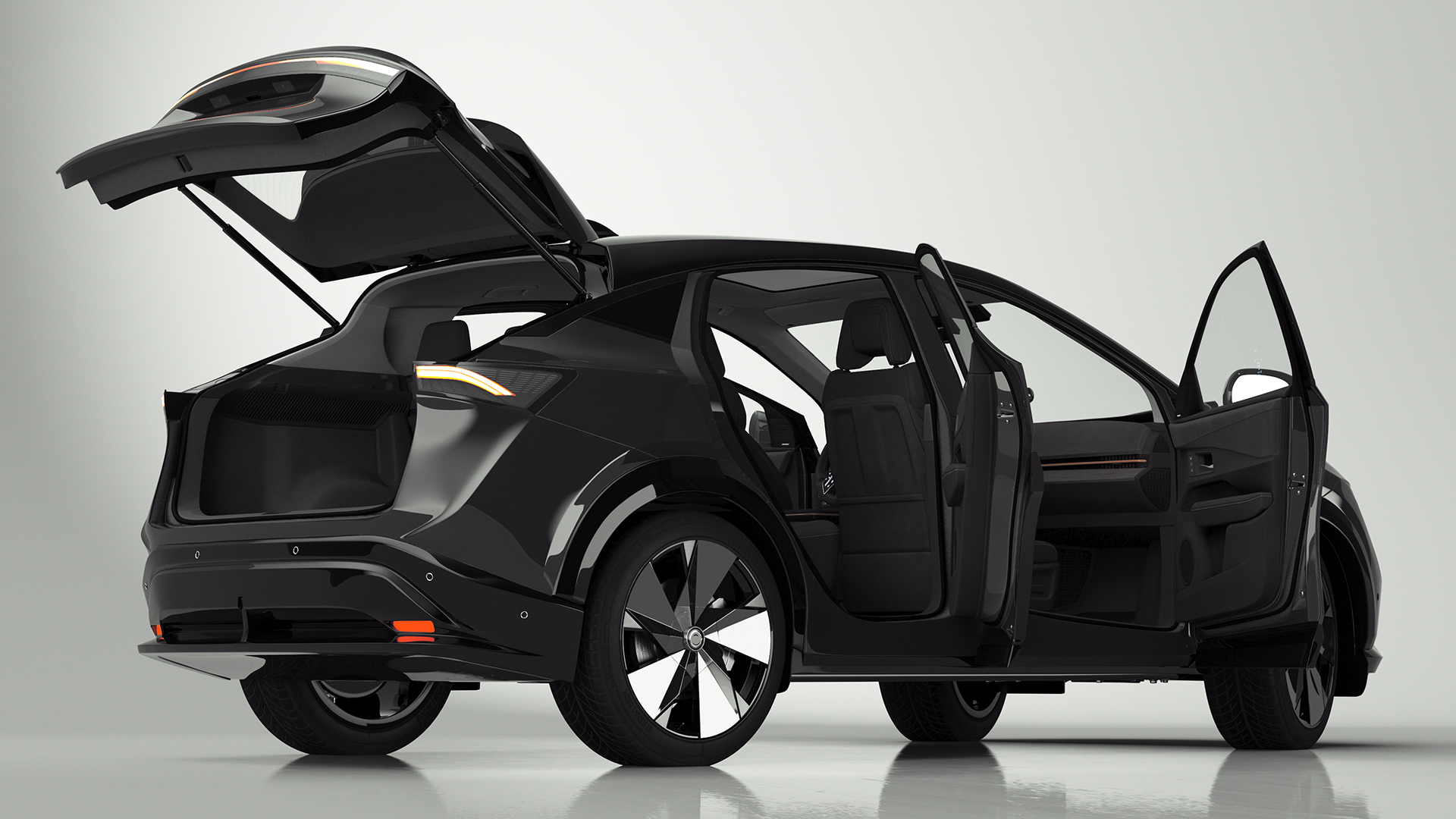 Concept Black Electric SUV Lights On Rigged for Cinema 4D 3D