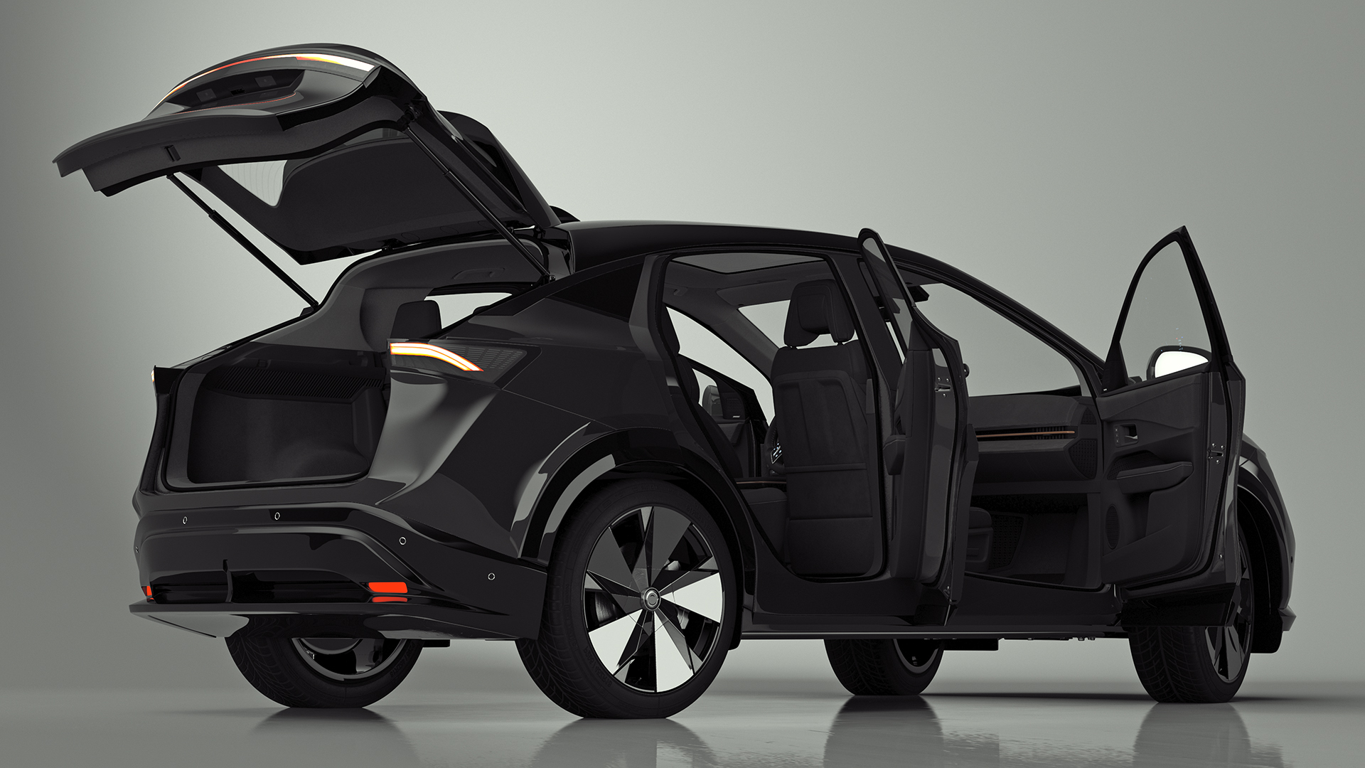 Concept Black Electric SUV Lights On Rigged for Cinema 4D 3D