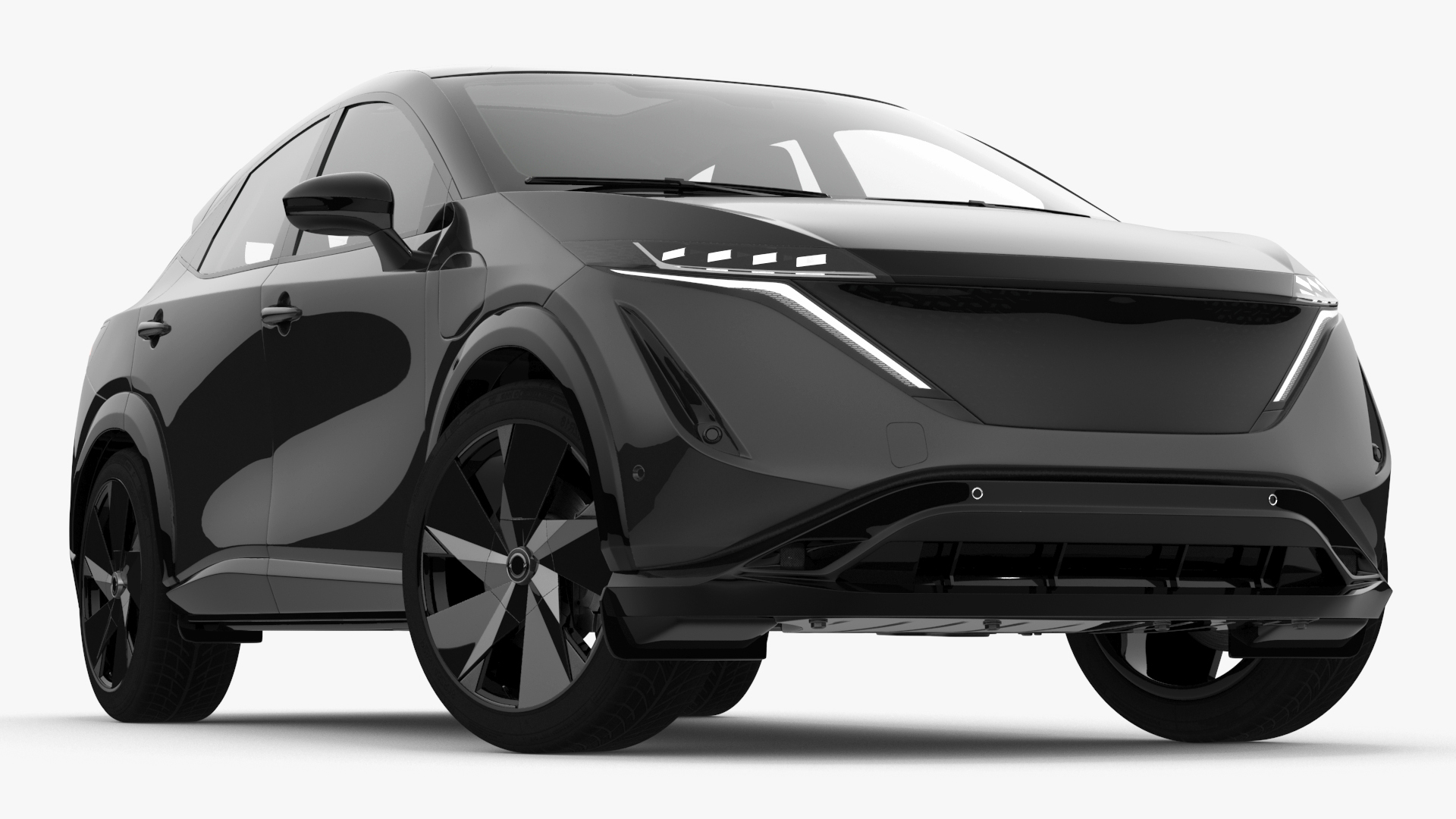 Concept Black Electric SUV Lights On Rigged for Cinema 4D 3D