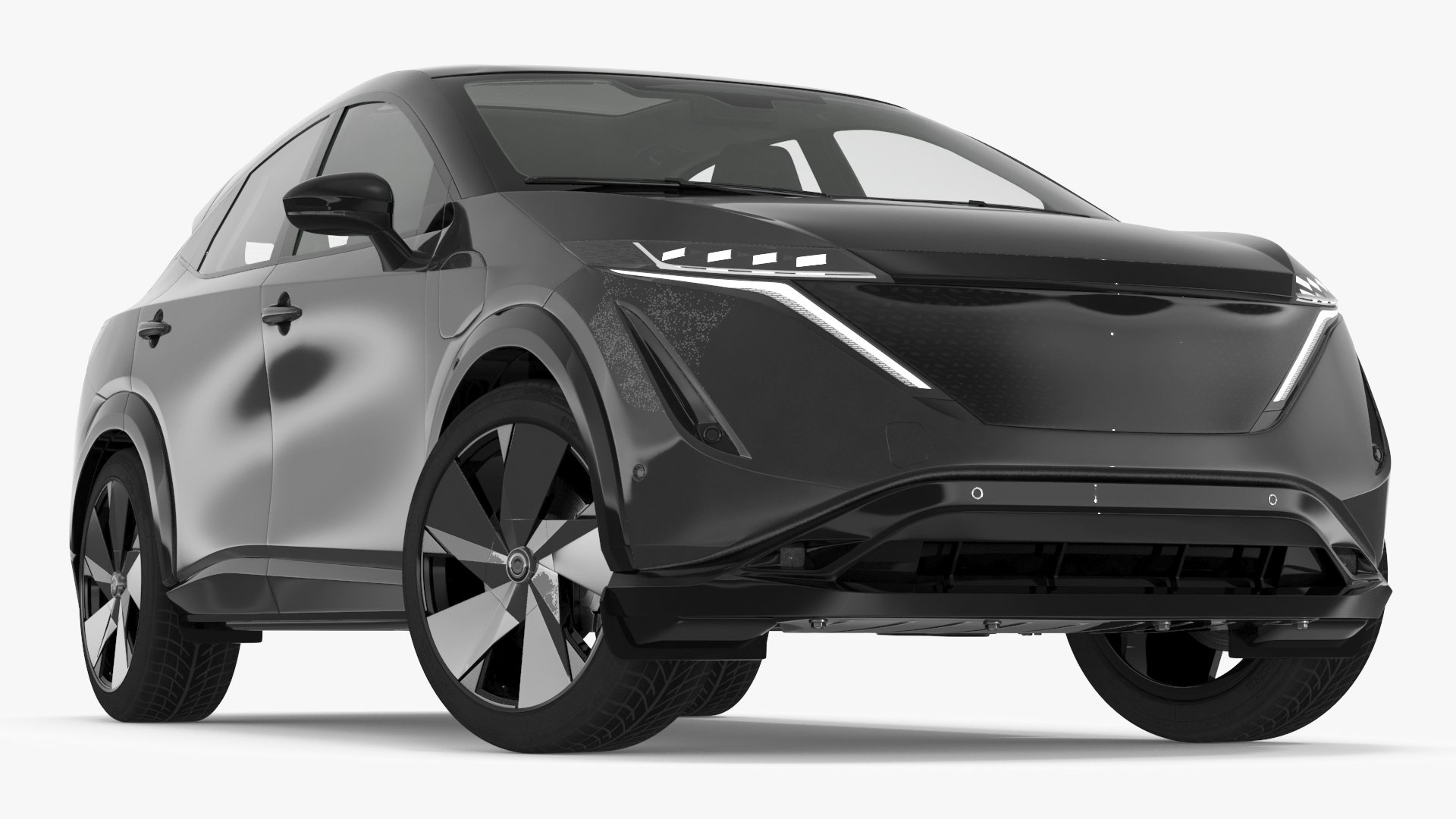 Concept Black Electric SUV Lights On Rigged for Cinema 4D 3D