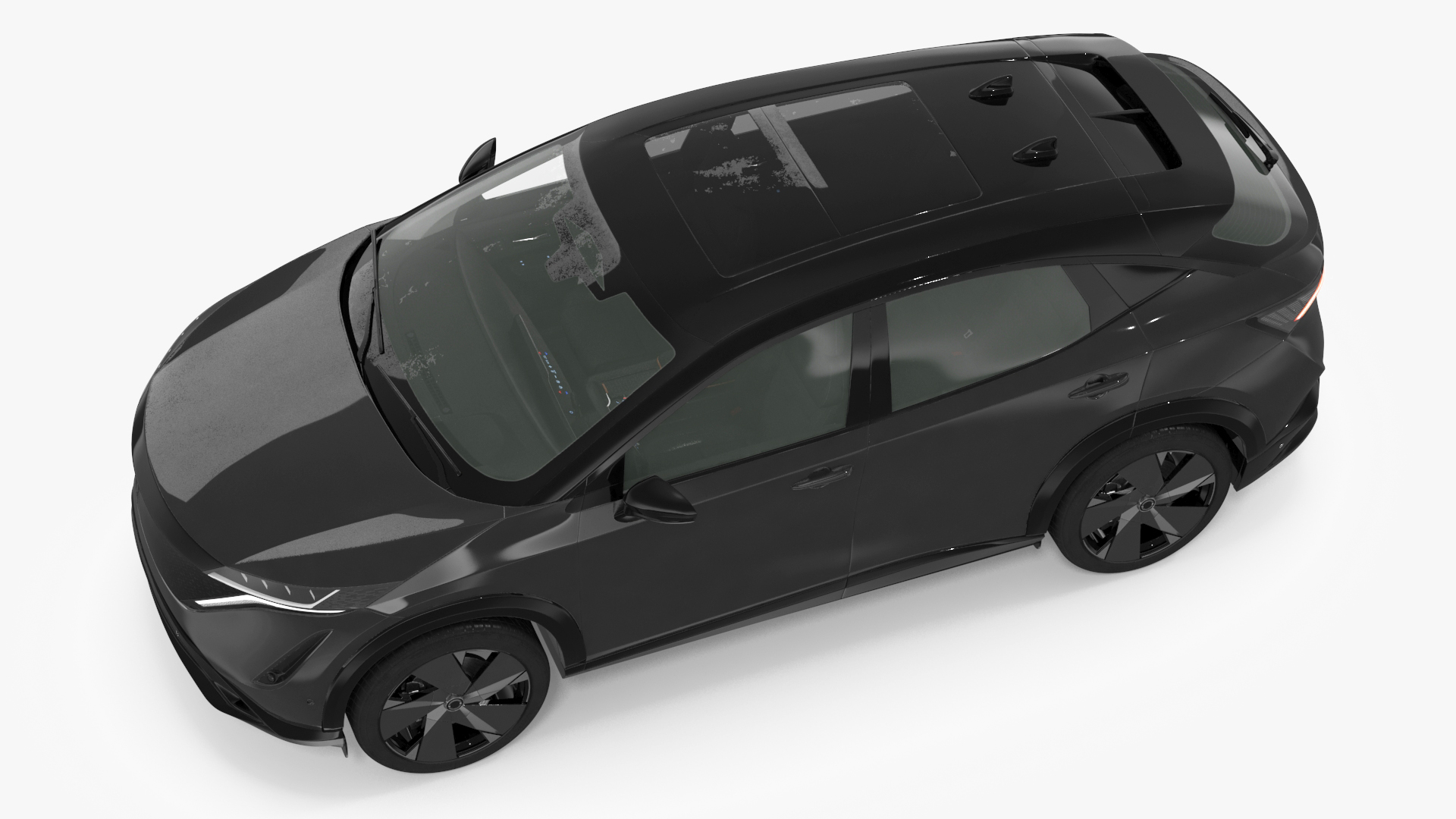 Concept Black Electric SUV Lights On Rigged for Cinema 4D 3D
