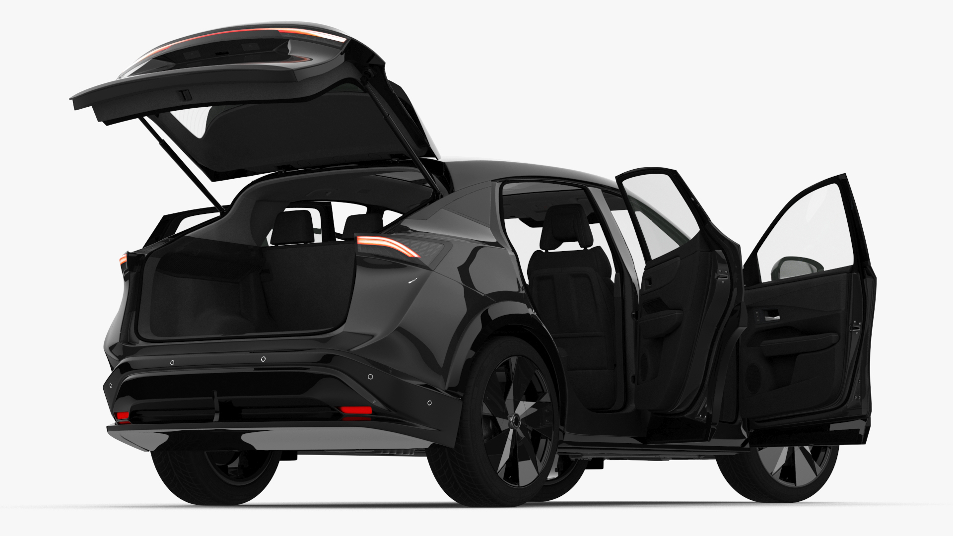 Concept Black Electric SUV Lights On Rigged for Cinema 4D 3D