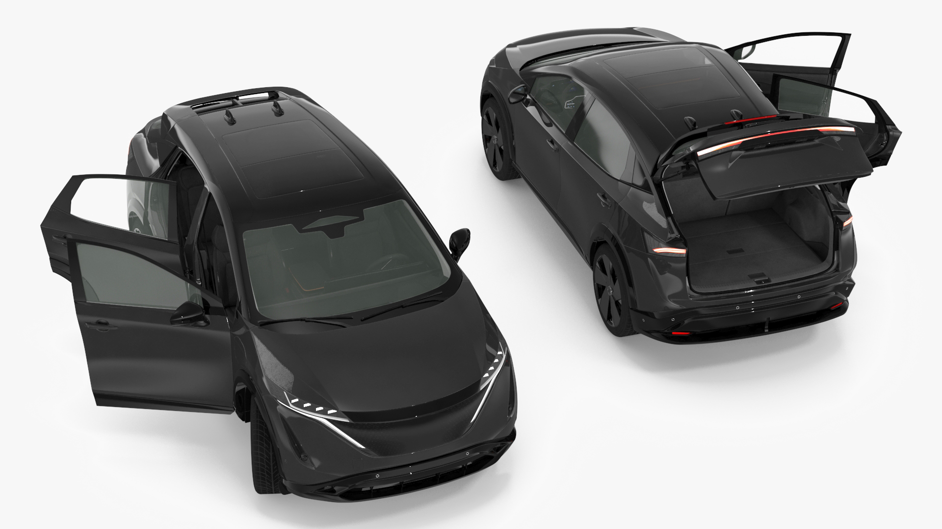 Concept Black Electric SUV Lights On Rigged for Cinema 4D 3D