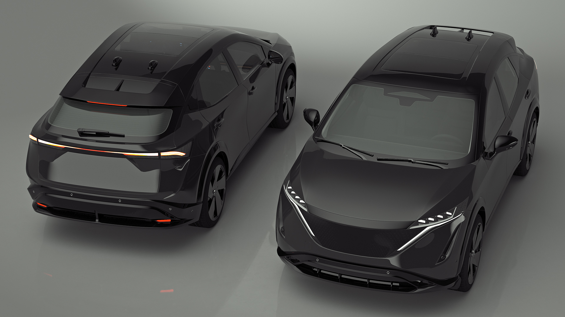 Concept Black Electric SUV Lights On Rigged for Cinema 4D 3D